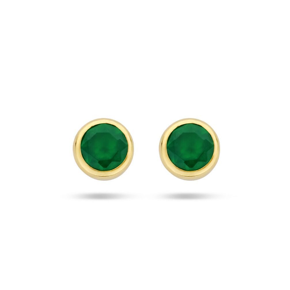 NICEANDnoble Paar Ohrstecker 585er Gelbgold Ohrstecker grüner Achat