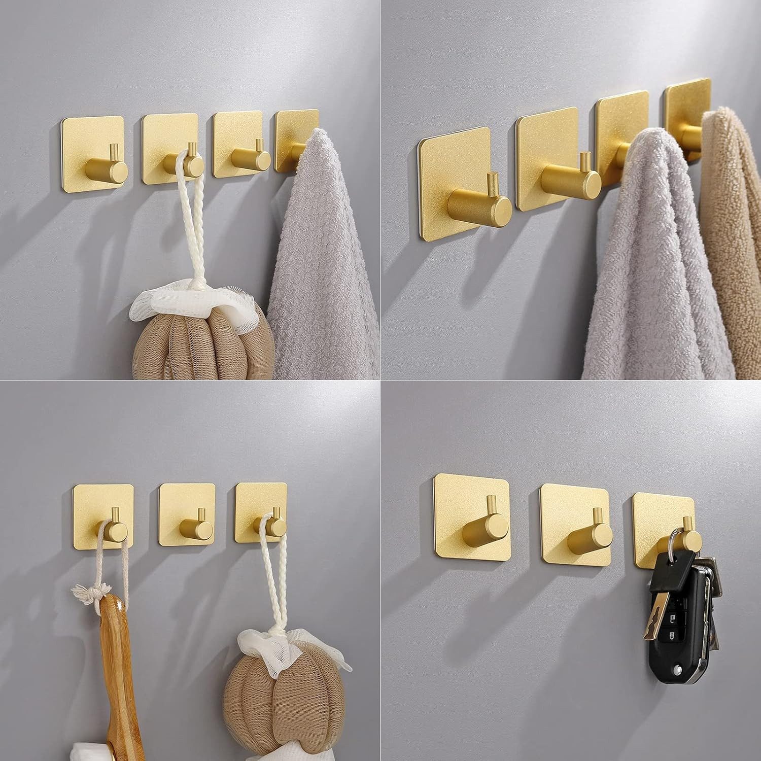 TUWENA Handtuchhaken 4 Stück Klebehaken Handtuchhalter Wandhaken Ohne Bohren aus Edelstahl, (4-St), Ideal für Hotel Küche Büro, als praktische Klebehaken