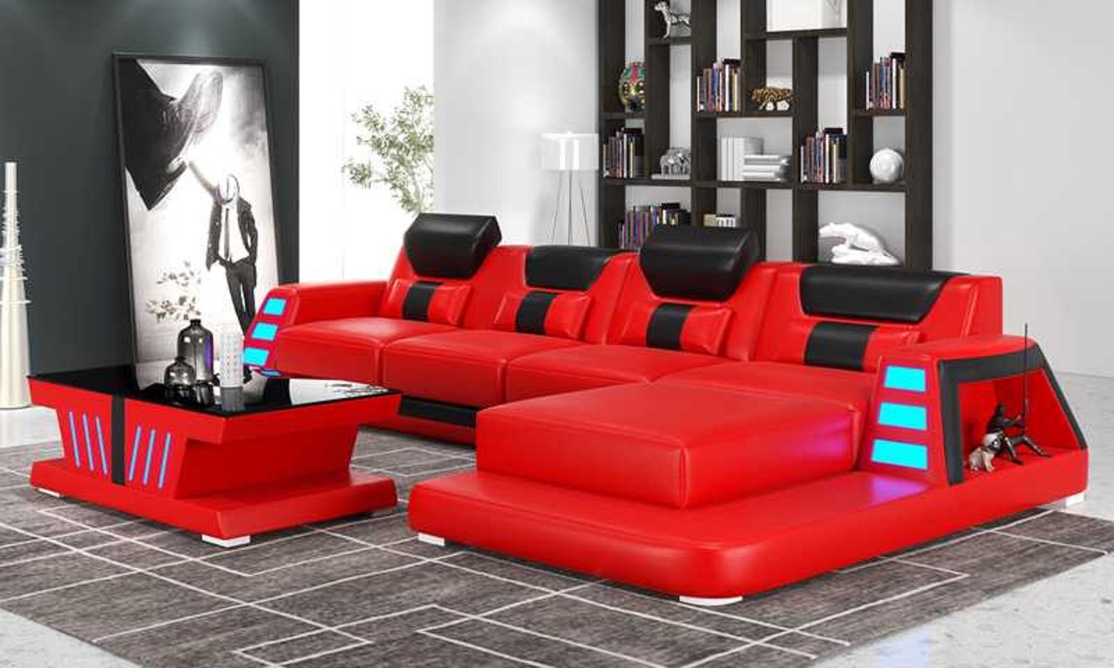 JVmoebel Ecksofa Luxus Ecksofa L Form Couch Sofa Moderne Eckgarnitur, 3 Teile, Made in Europe Rot
