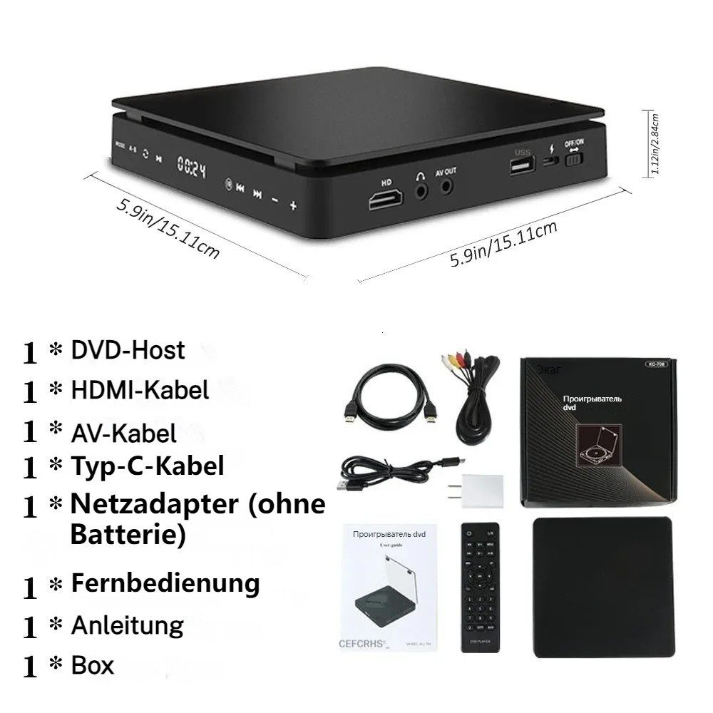 VIVIHEYDAY DVD Player für Fernseher, DVD/CD-Player HDMI 1080P DVD-Player (EU-STECKER)