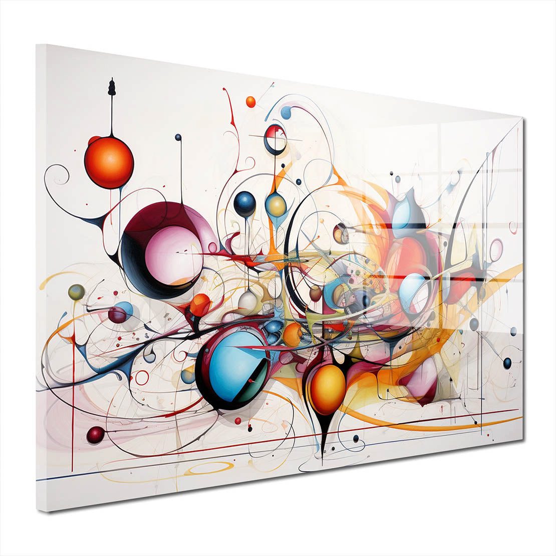 Artedinoi Acrylglasbild Linien Acrylglasbild Wandbild Abstrakt Modern Bunt Kunst Deko XXL, Fließende geschwungene Linien in kräftigen Farben