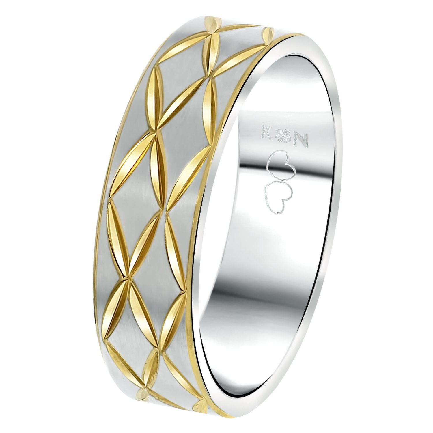 LUCARDI Partnerring Freundschaftsring - Stahl - Silber-Gold - Herren