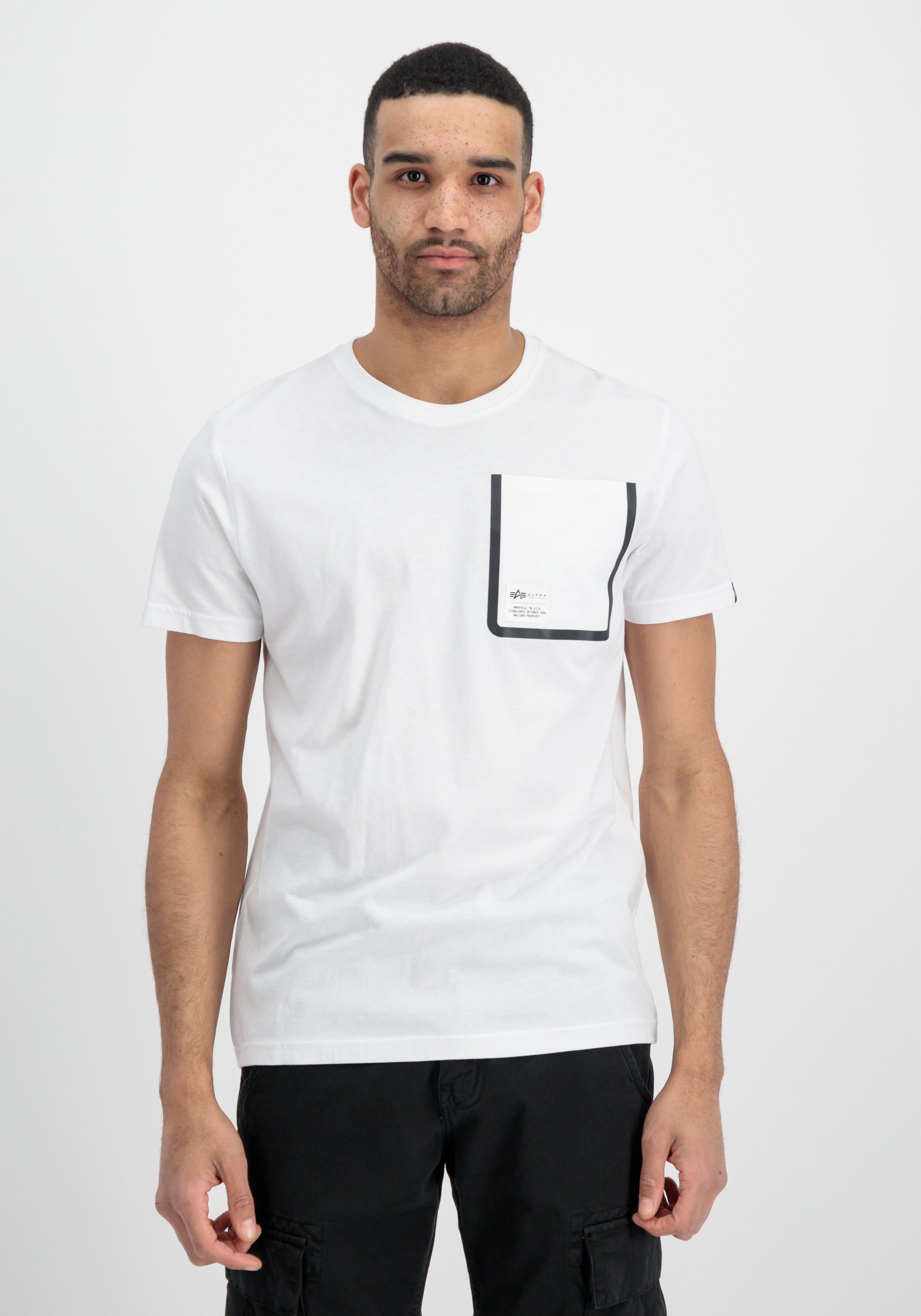 Alpha Industries T-Shirt Alpha Industries Men - T-Shirts Label Pocket T white