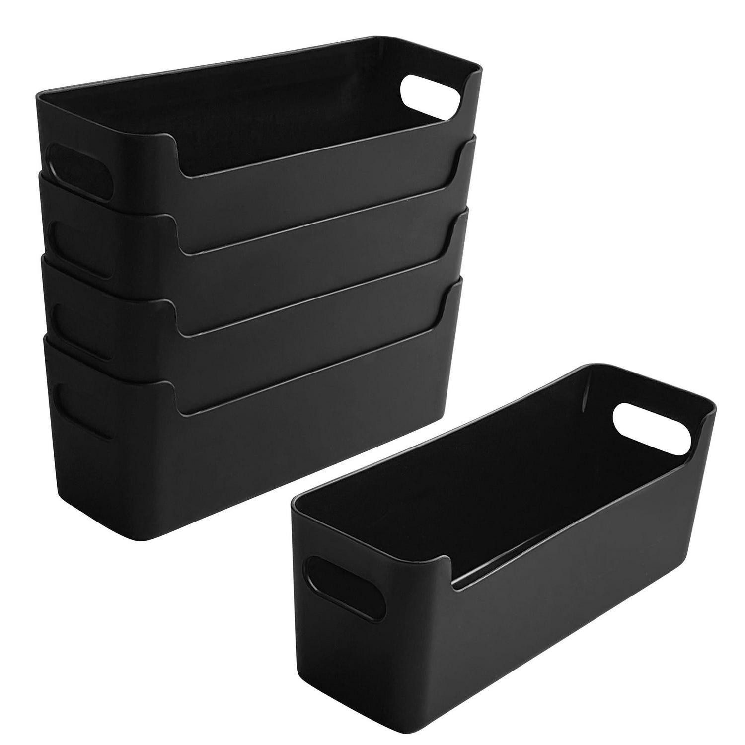 LuxusKollektion Aufbewahrungskorb Ordnungsbox Klein Schmal 5er Set Schwarz