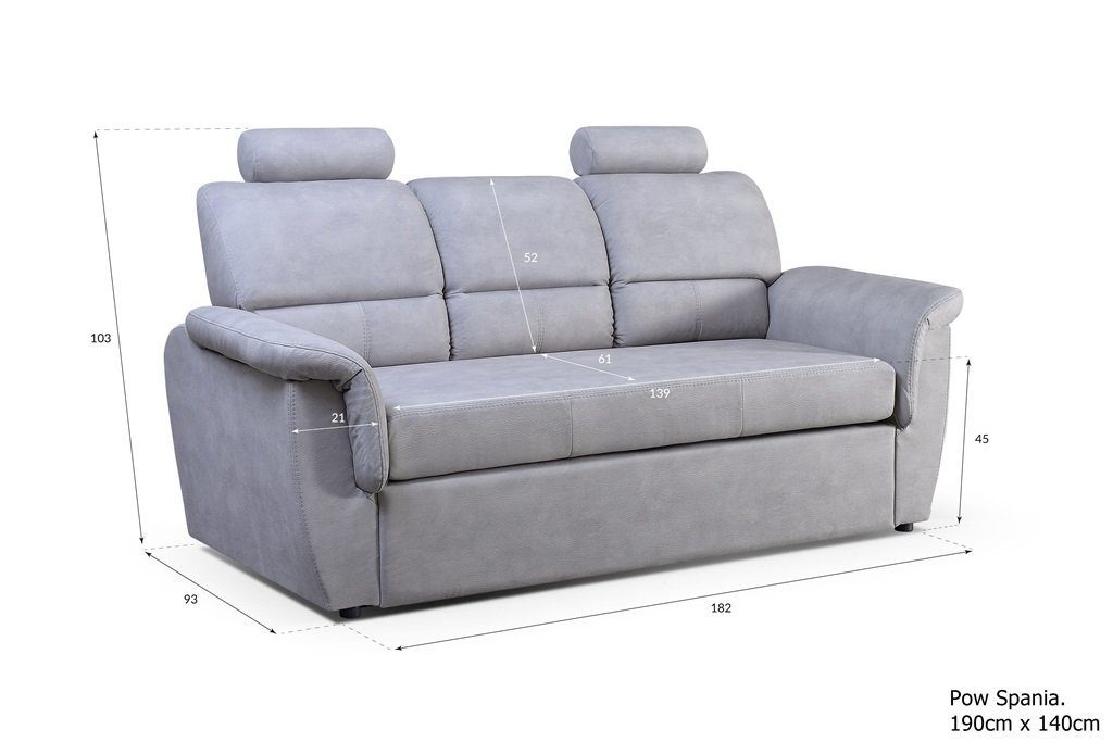 Dreisitzer 3-Sitzer Siblo Dayanne Schlaffunktion Sofa Modernes mit Beige