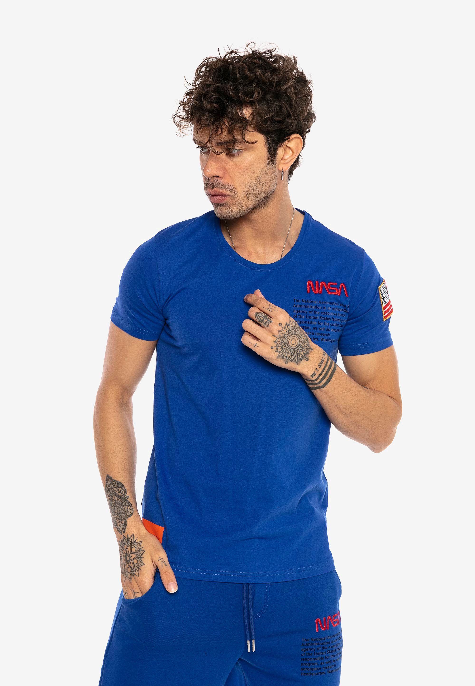 RedBridge T-Shirt Tucson mit gesticktem NASA-Design blau