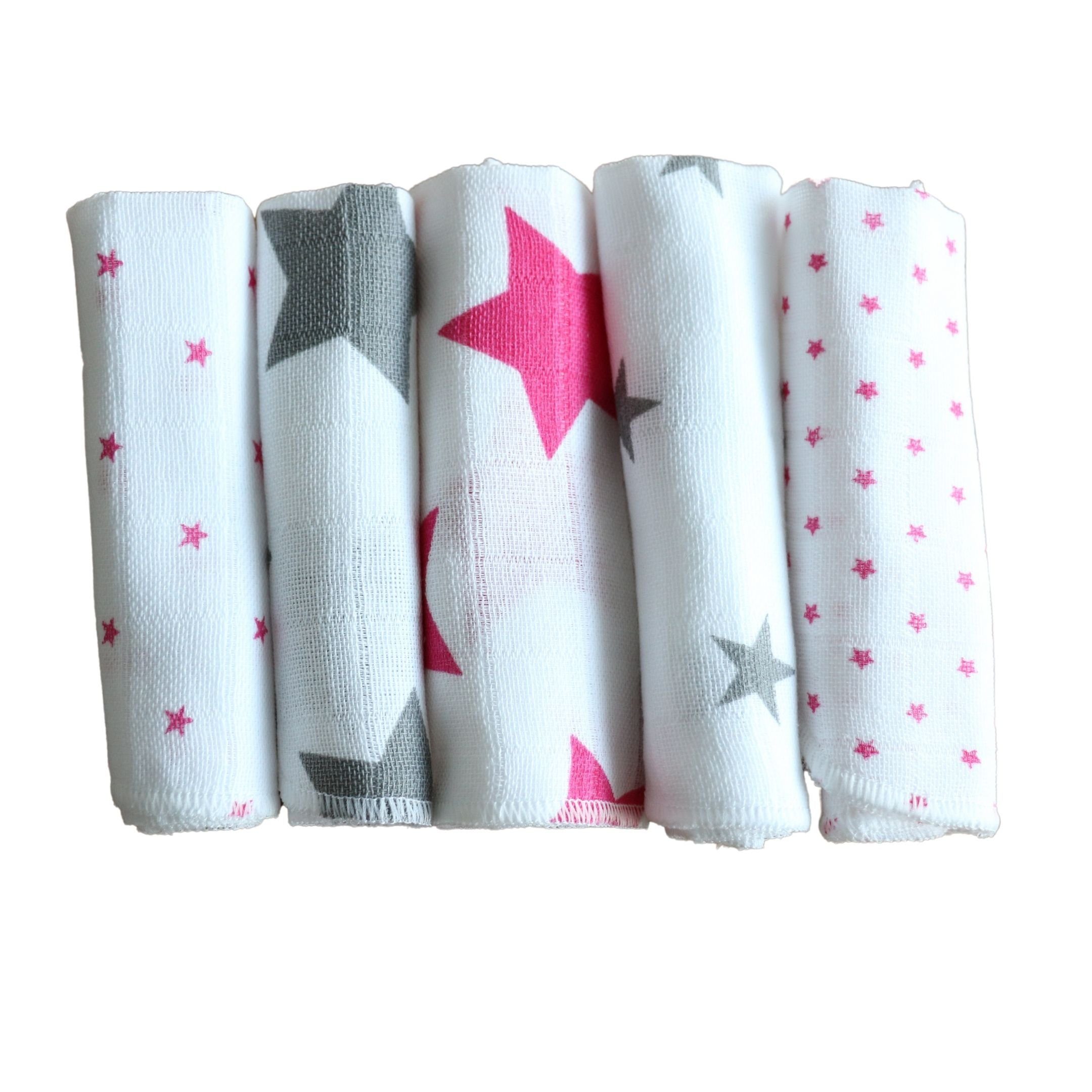 Babymajawelt Waschlappen Mull Waschlappen 25 x 25 cm, Premium 5 Stück, die sanfte Reinigung, Baumwolle (5-St), Made in EU, Abschminktücher, Feuchtetücher, Waschbar