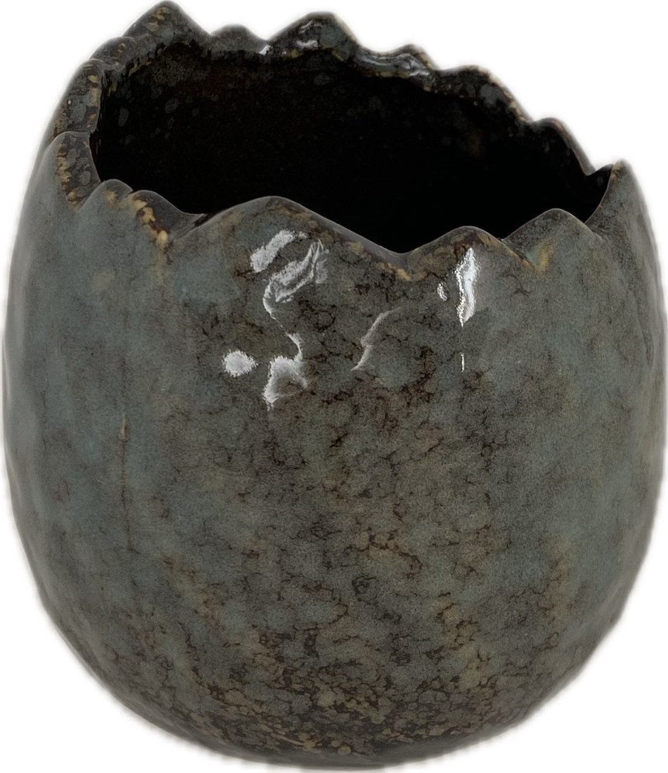 finehomegarden Blumentopf Pflanzei Eierschalen-Pflanzgefäß Keramik Eierschalen-Topf H9,5cm+12cm, blau-natur Ostern Blumentopf H9,5cm+12cm 2Größen wählbar / Paket