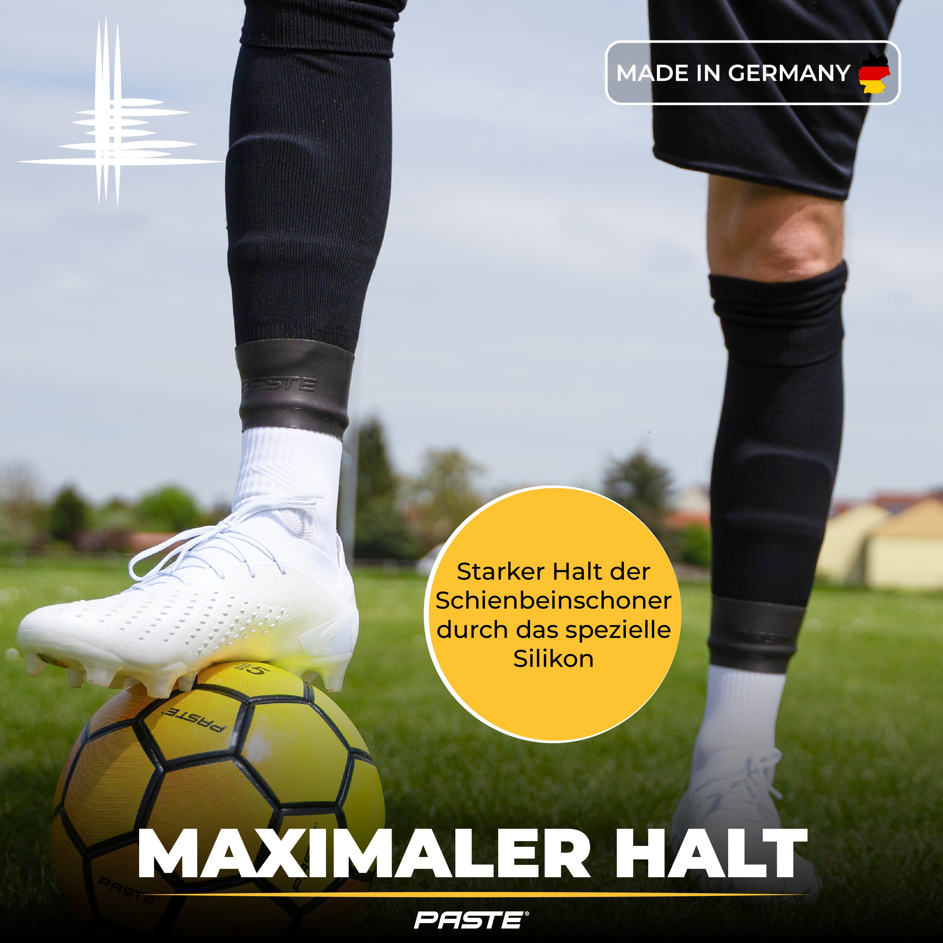 PASTE® Schienbeinschonerhalter Stutzenhalter Silikon Fußball - DAS ORIGINAL - Damen, Herren & Kinder, Schienbeinschoner Halter & Halterung (Guard Stays) Einheitsgröße