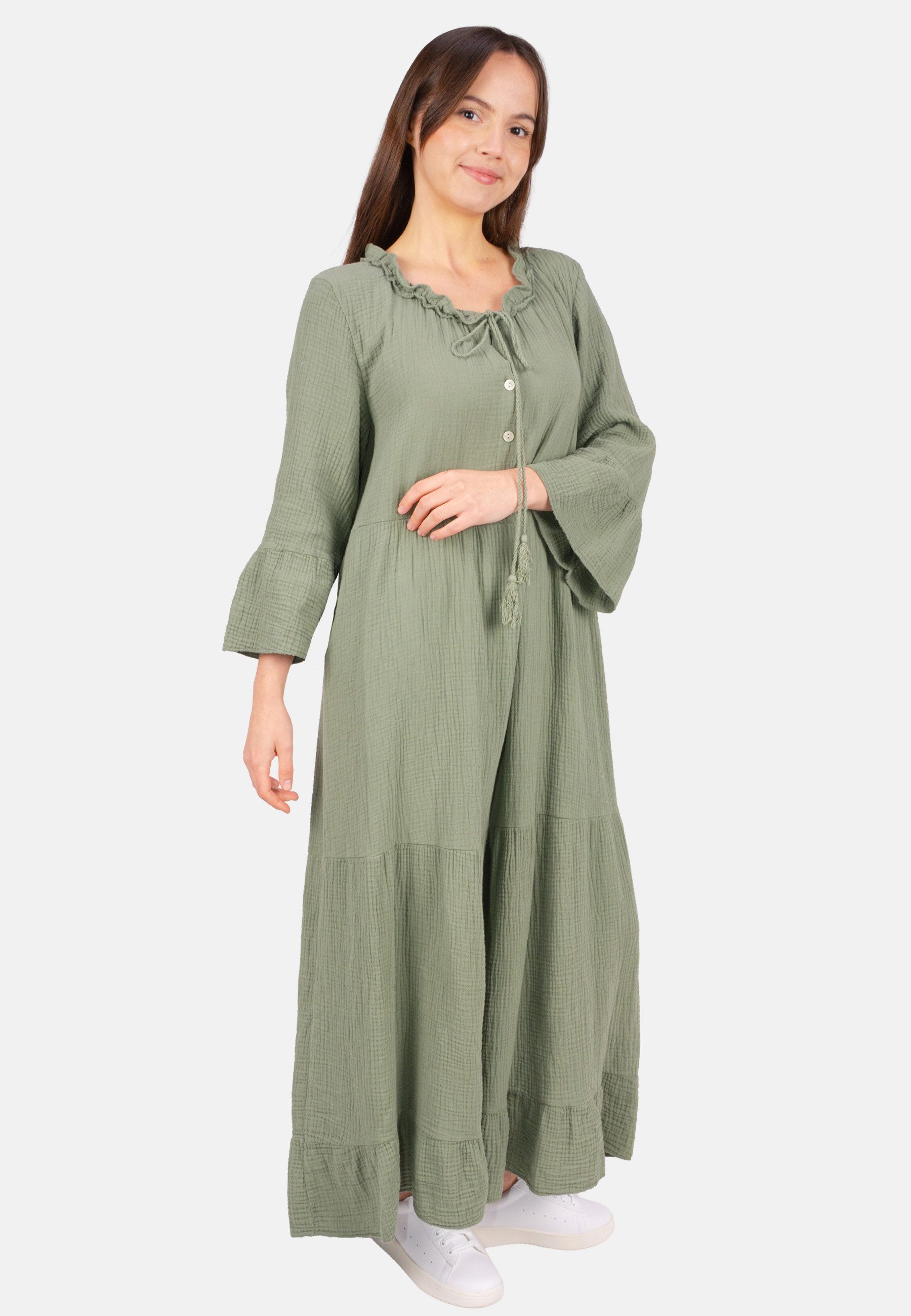 Seasons of April Maxikleid AMARA MUSSELIN (1-tlg) Seasons of April Musselin Maxikleid Amara Damen Baumwolle Boho Lang