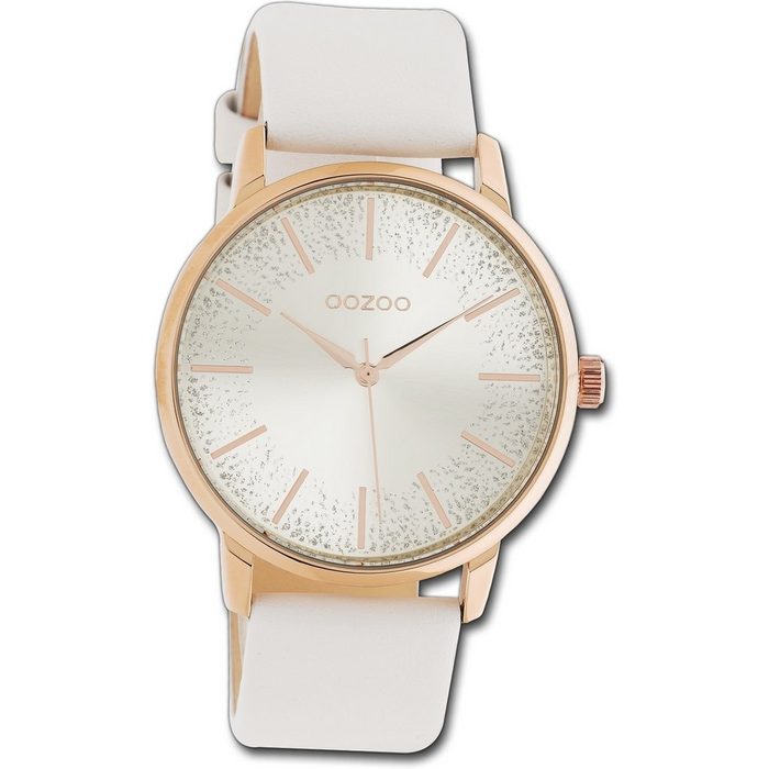 OOZOO Quarzuhr Oozoo Damen Uhr Timepieces C10715 (Analoguhr) Damenuhr mit Lederarmband rundes Gehäuse mittel (ca. 36mm) Elegant-Style