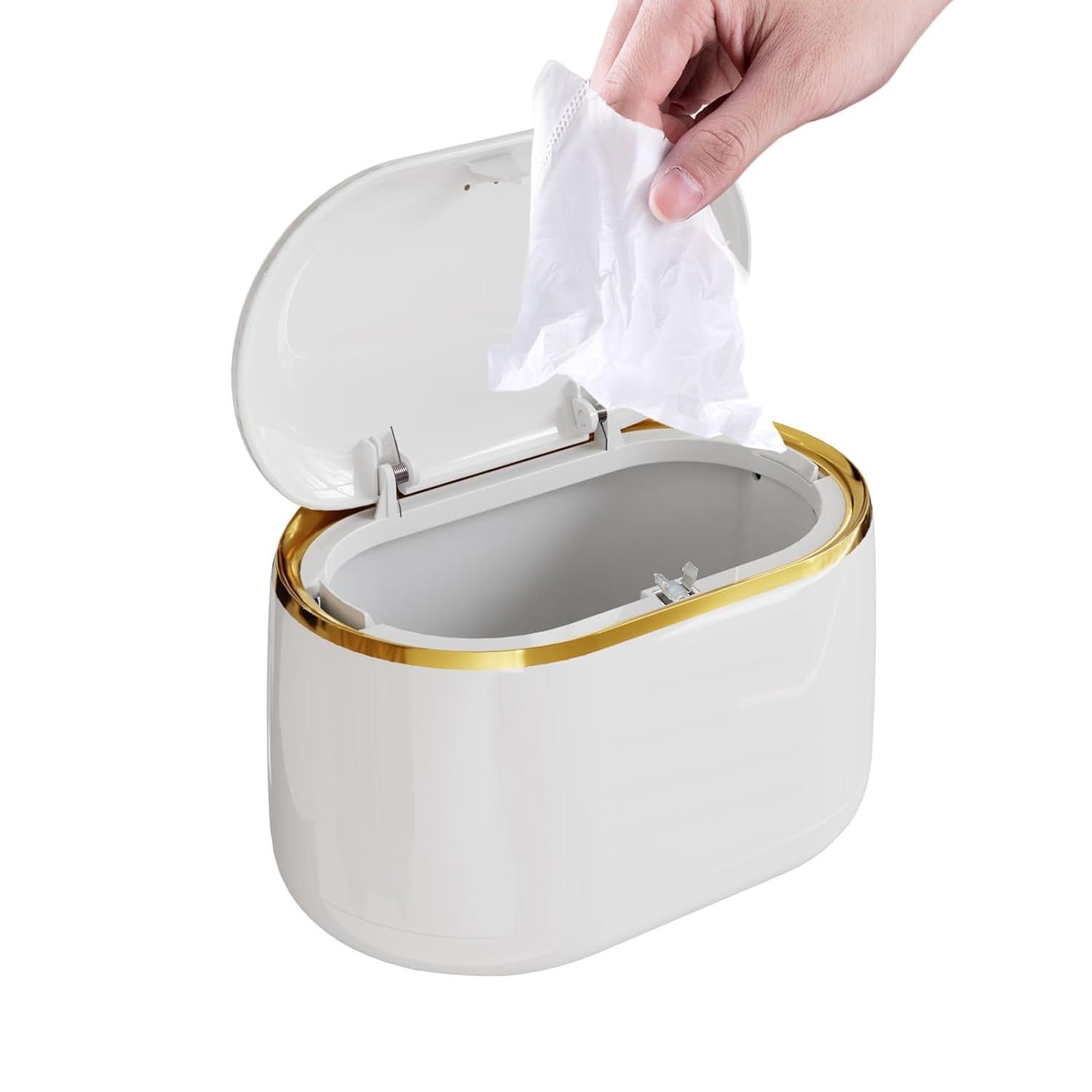 Coonoor Tischrestebehälter Tischmülleimer 2 Liter Tisch Papierkorb Kosmetikeimer, Mini Abfallbehälter, mit Deckel