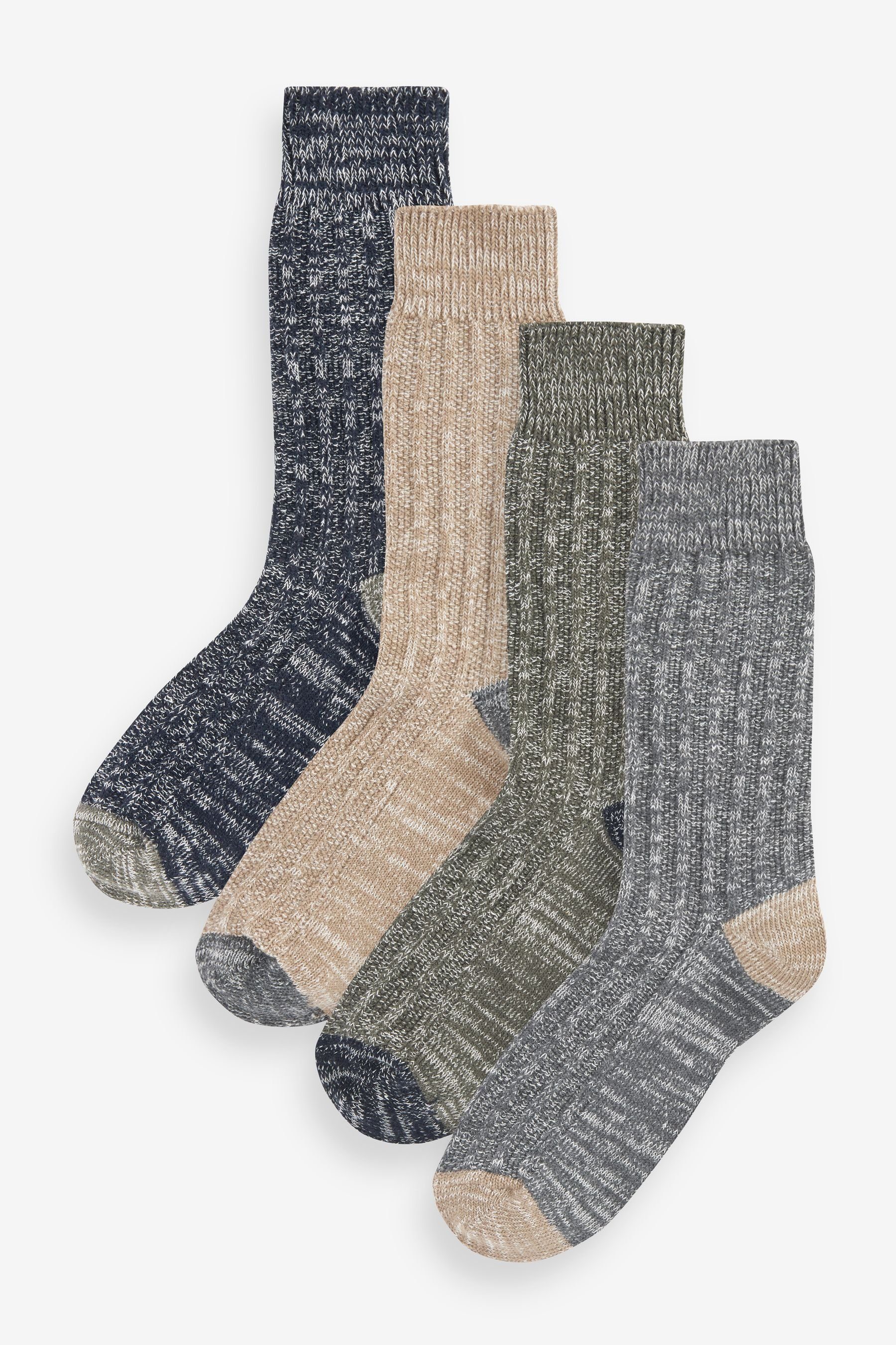 Next Kurzsocken Dicke Socken mit Struktur, 4er-Pack (1-Paar) Grey/Blue