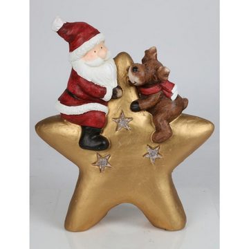 BURI Kugelleuchte Dekofigur LED Stern mit Weihnachtsmann & Rentier Dekoration