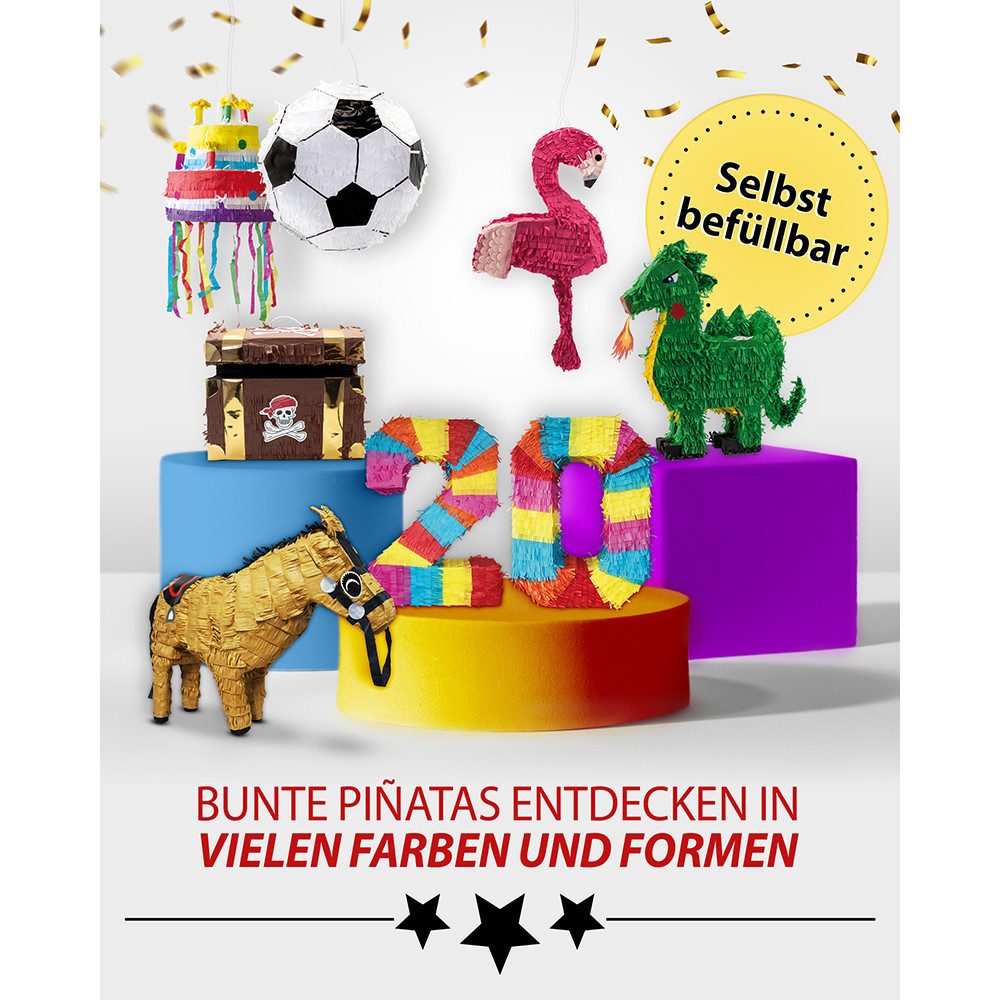 Party Factory Pinata Pinata Herz rosa-blau, mit Ziehbändern – Bild 5 von 5