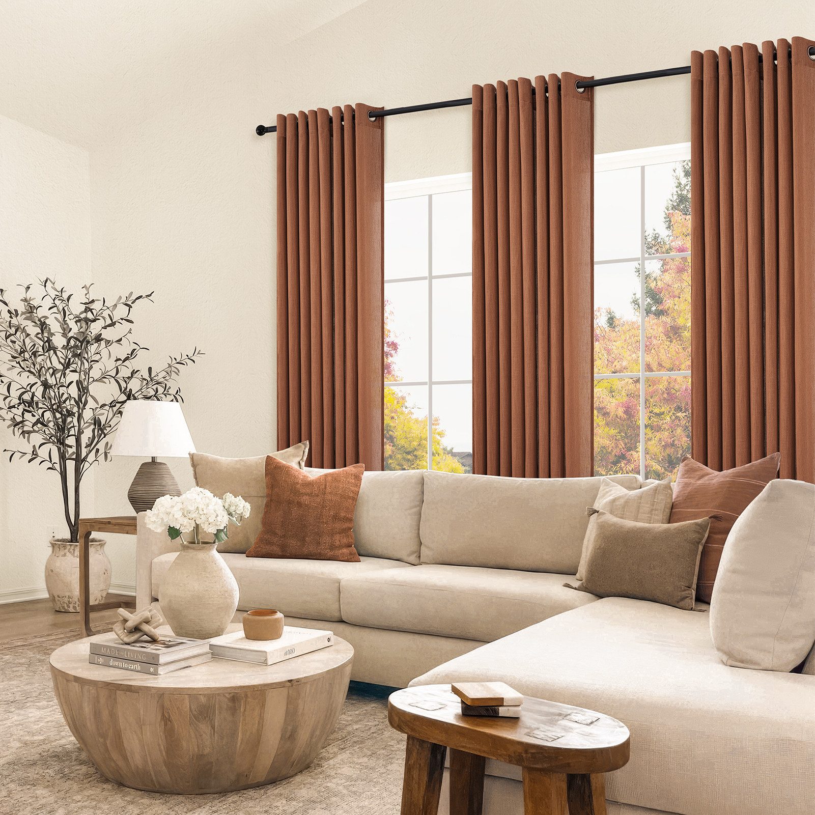 Topfinel Gardine Leinen Vorhänge Stores Gardinen mit Ösen für Wohnzimmer Boho (2 St), Ösen, halbtransparent, schiebegardinen schlafzimmer kinderzimmer