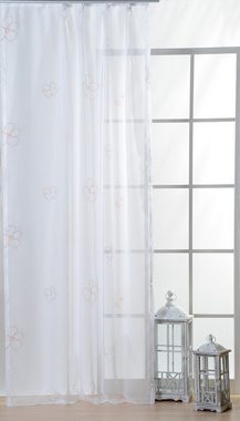 Gardine Vorhang Gardine Voile Kräuselband 140x245 Dekoschal weiß transparent, Haus und Deko, Kräuselband (1 St), blickdicht