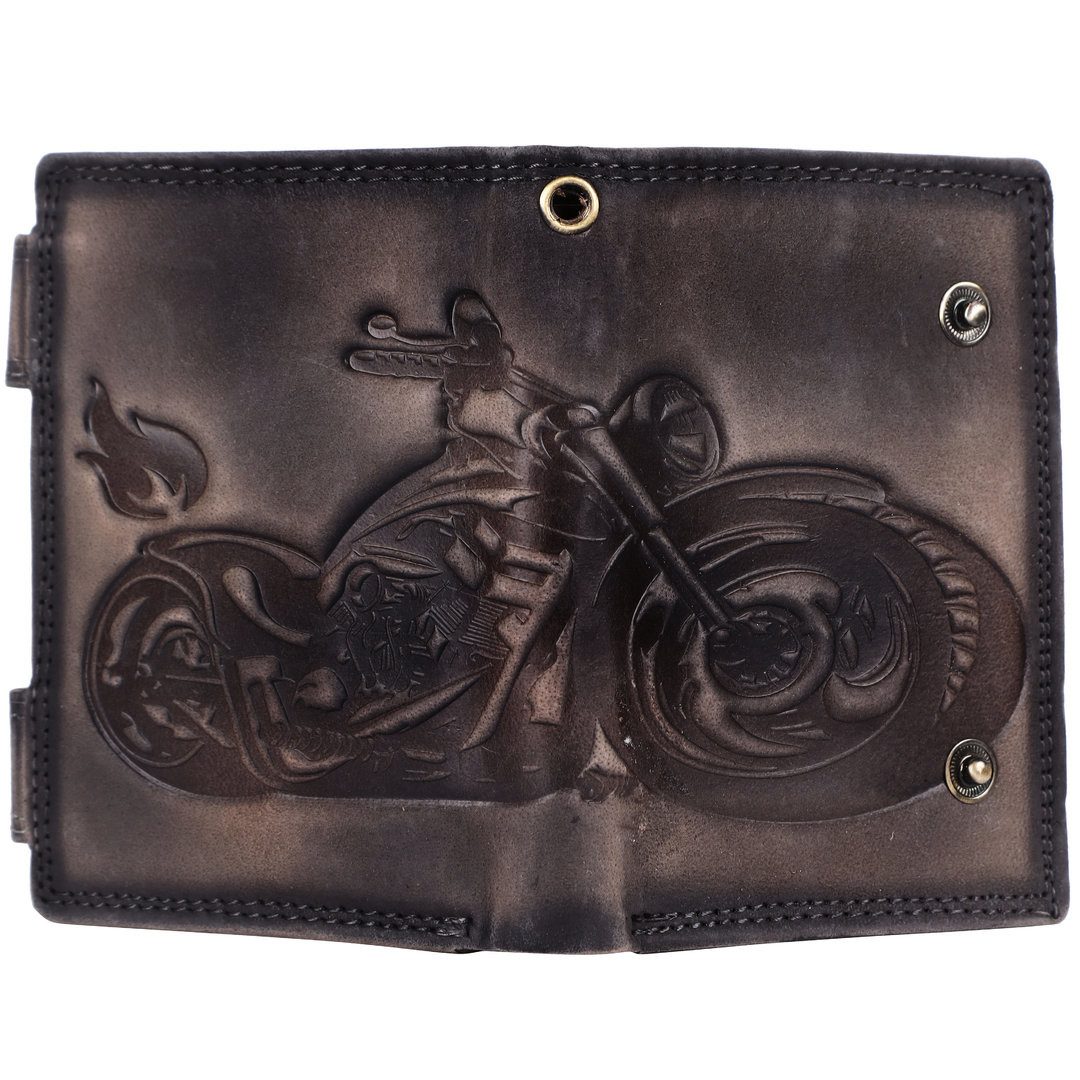 LOZANO Italy Bauchtasche 10732NC-BWL-A-25 Braun (1-tlg., 1x Geldbörse), Stilvolles Motorrad-Motiv