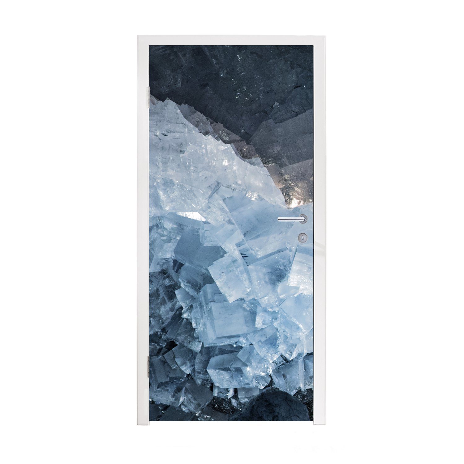 MuchoWow Türtapete Naturstein - Kristall - Blau, Matt, bedruckt, (1 St), Fototapete für Tür, Türaufkleber, 75x205 cm