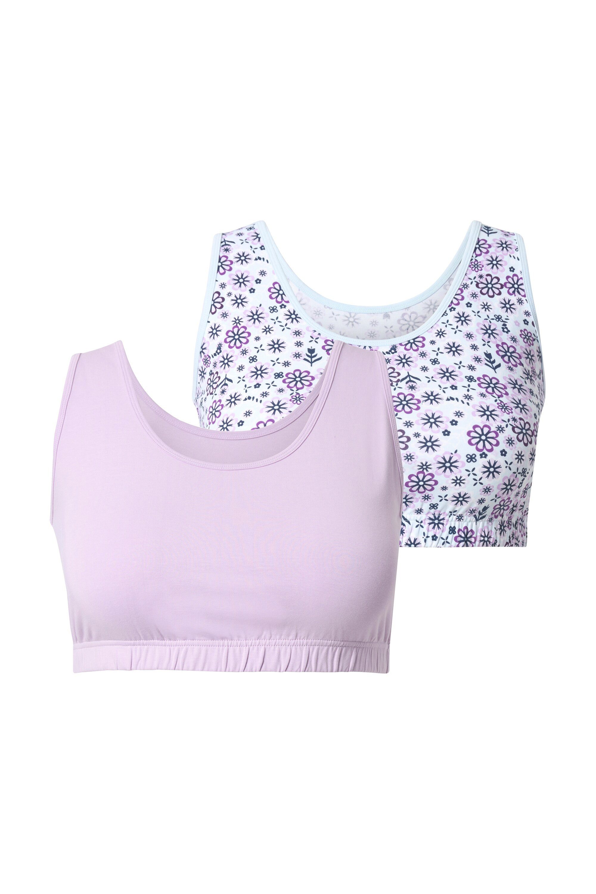 Ulla Popken Bustier Бюстье 2er-Pack bedruckt/uni Rundhalsausschnitt