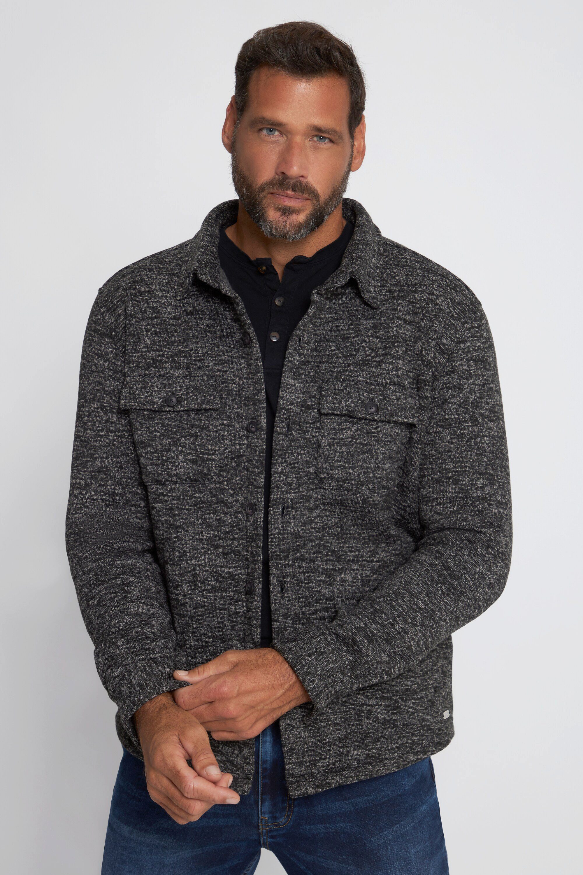 Businesshemd Hemd Overshirt Outdoor Langarm Strickfleece