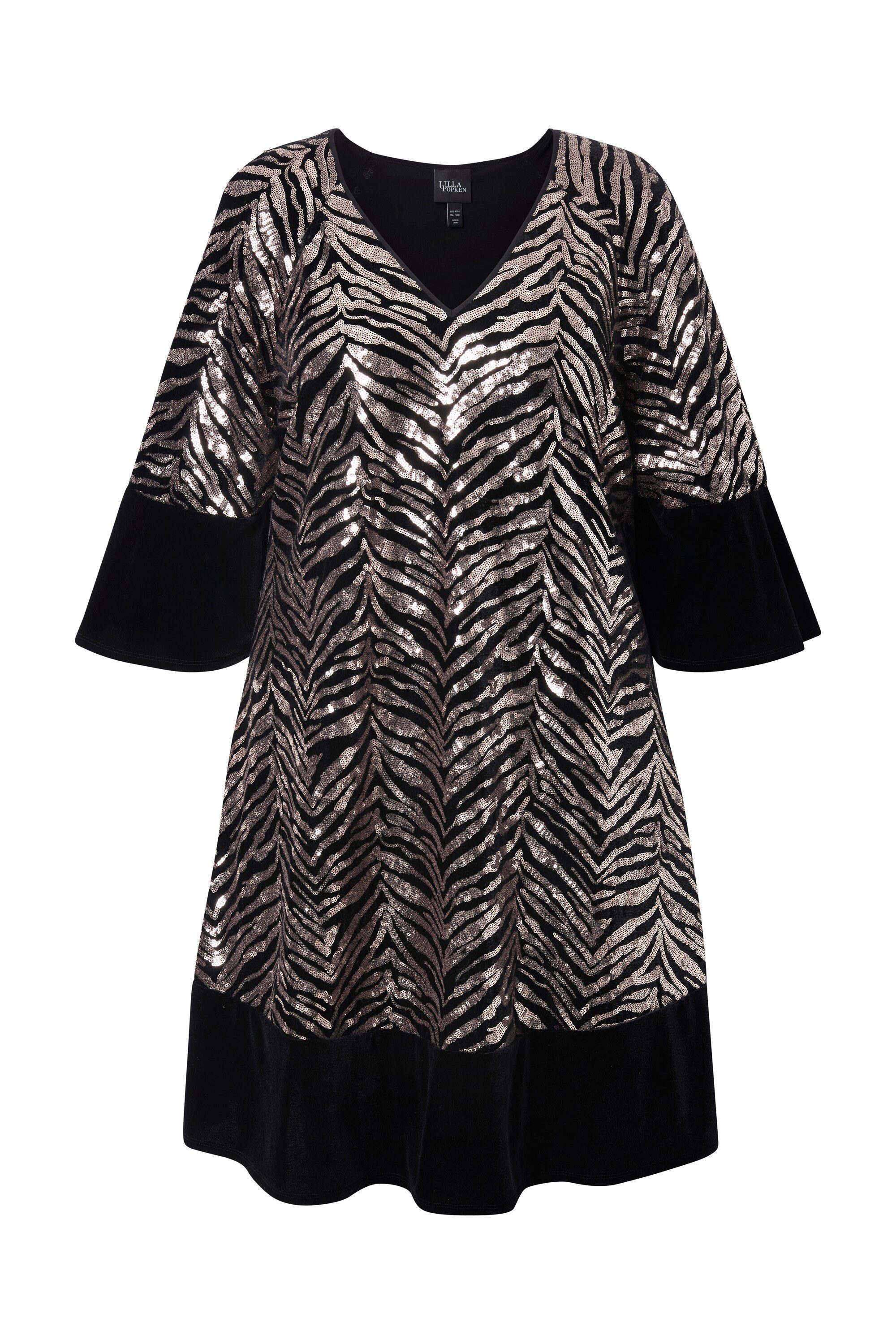 Ulla Popken Cocktailkleid Samtkleid Pailletten A-Linie günstig online kaufen