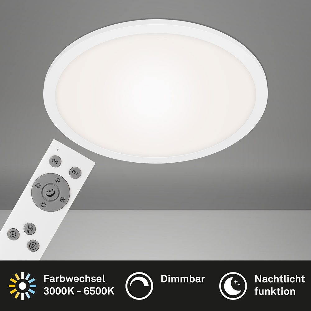 Briloner Leuchten LED Deckenleuchte, LED-Leuchtmittel fest verbaut, Kaltweiß, Warmweiß, Neutralweiß, Tageslichtweiß, Farbwechsel, LED Panel Aufbauleuchte Deckenlampe weiß dimmbar Fernbedienung D 40 cm