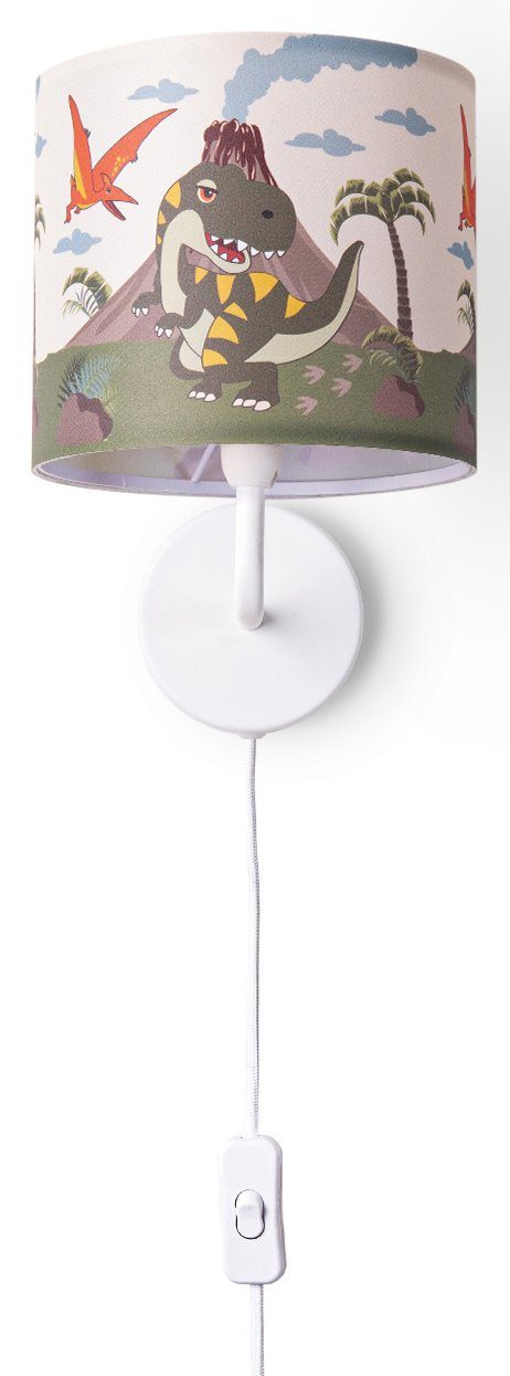 Paco Home Wandleuchte Diamond 636, ohne Leuchtmittel, Lampe Kinderzimmer  Mit âˆ…18cm Dinosaurier Kabel 3m E14