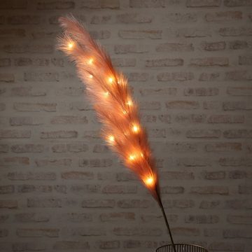 MARELIDA LED-Leuchtzweig LED Federbüschel Pampasgras Dekozweig Leuchtzweig 118cm rosa, 15-flammig
