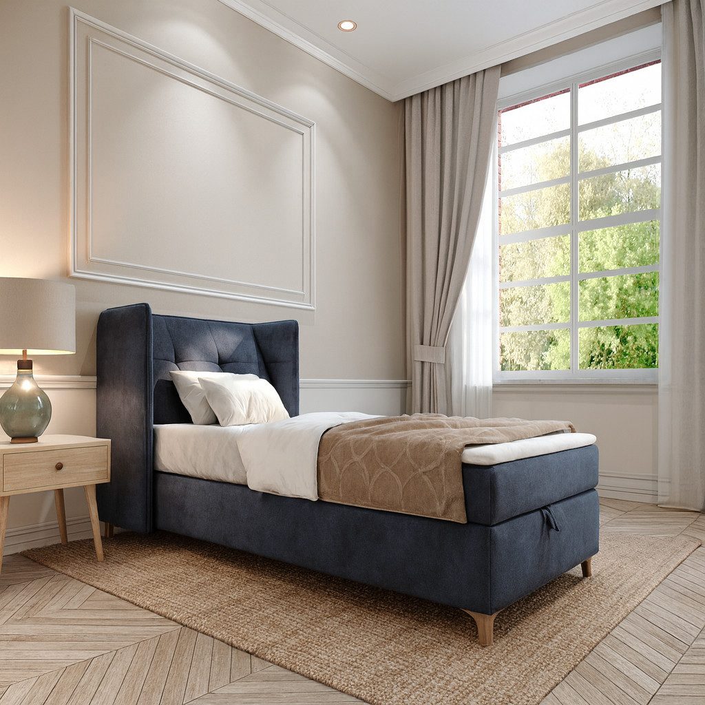 AN-MOEBEL4U Boxbett LOTOS mit Bettkasten, Matratze & Topper – modern & hoher Schlafkomfort, Boxspringbett inkl. Bettkasten und Topper