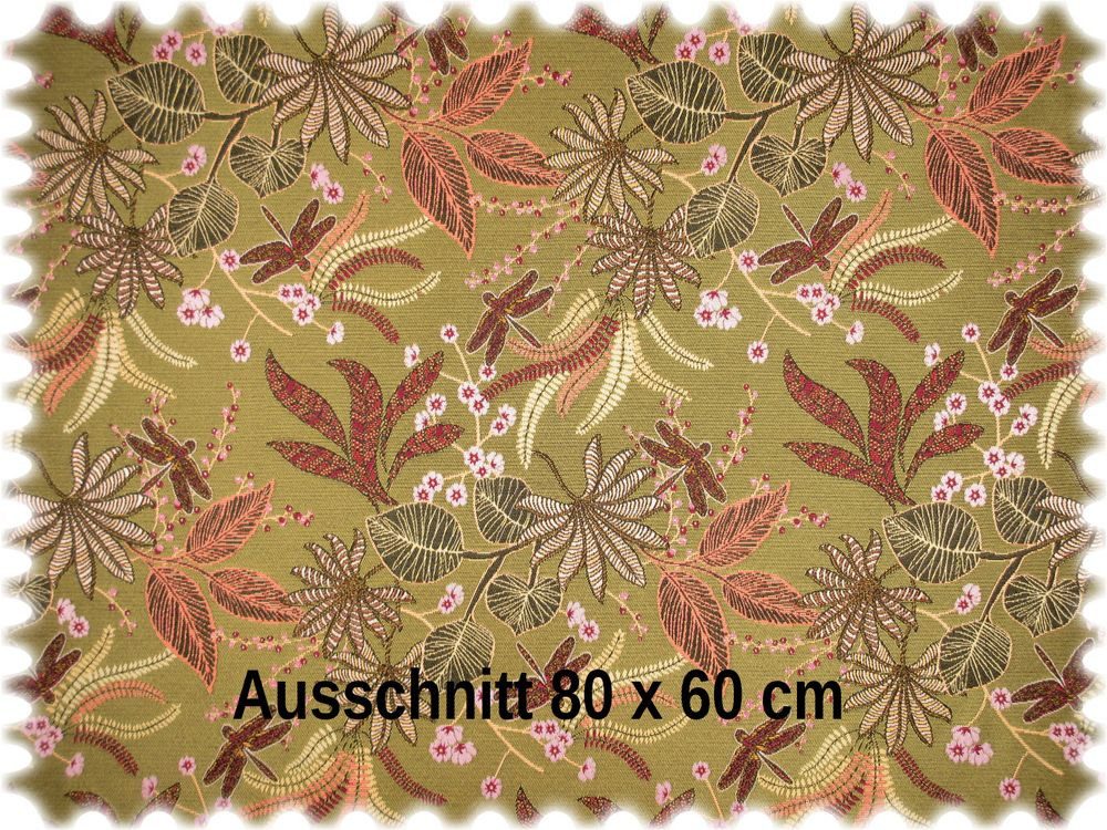 Heiro Stoff Jacquard Flachgewebe Möbelstoff Planta Currygelb, Polsterstoff Meterware - Breite:140 cm