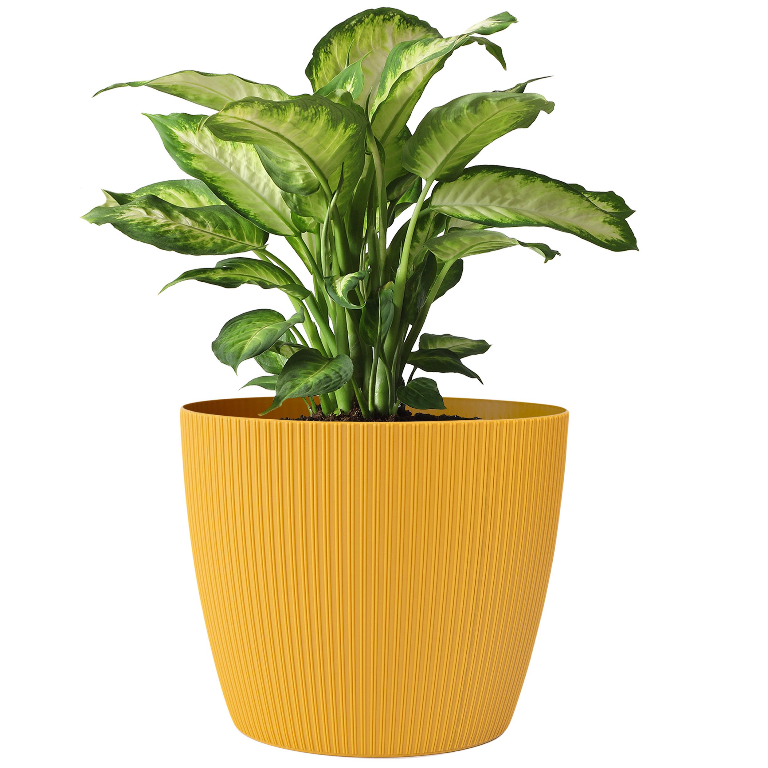 KONZEPT Blumentopf 5,2 l, gerillte Struktur 22 cm, Übertöpfe für Zimmerpflanzen, ideal für Wohnzimmer, Küche und Balkon