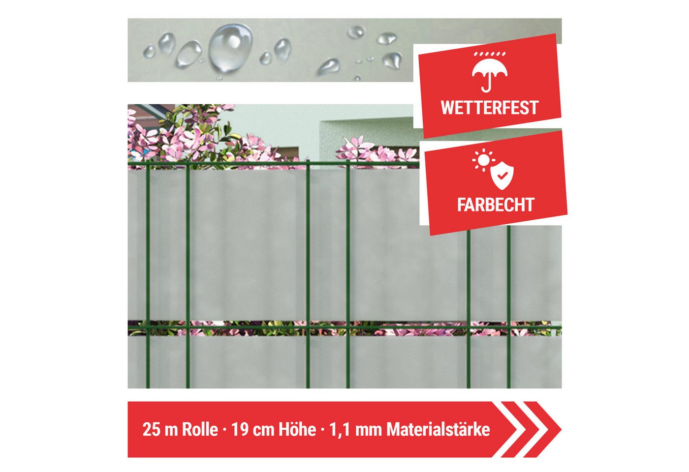 Thumbnail - Arvotec Sichtschutzstreifen Sichtschutzstreifen 25 m (Rolle) verschiedene Farben, keine Klemmschienen nötig