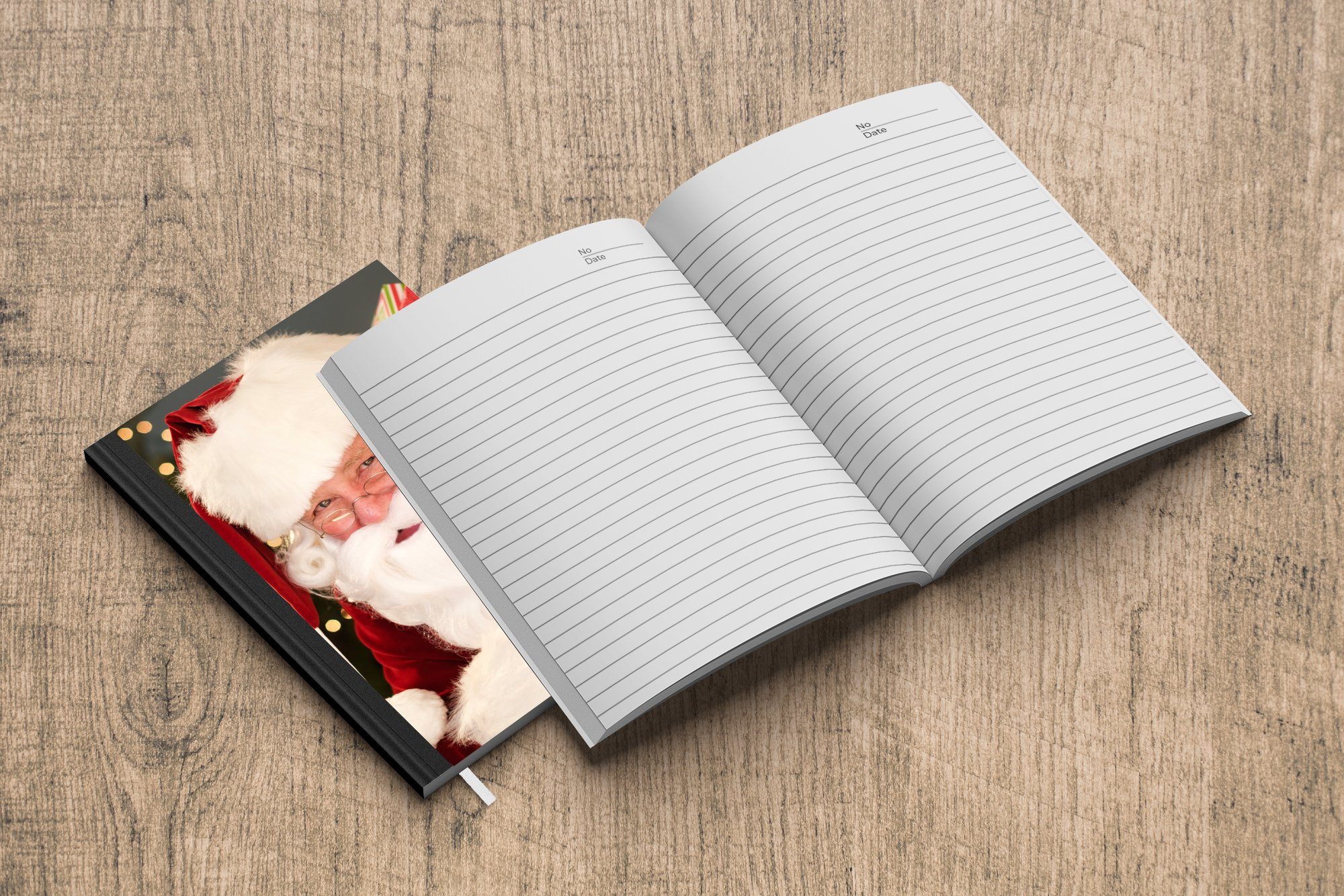 MuchoWow Notizbuch 98 Haushaltsbuch Sack roten Ein des einen Porträt Seiten, Weihnachtsmanns, über Merkzettel, Notizheft, Tagebuch, A5, der der, Journal