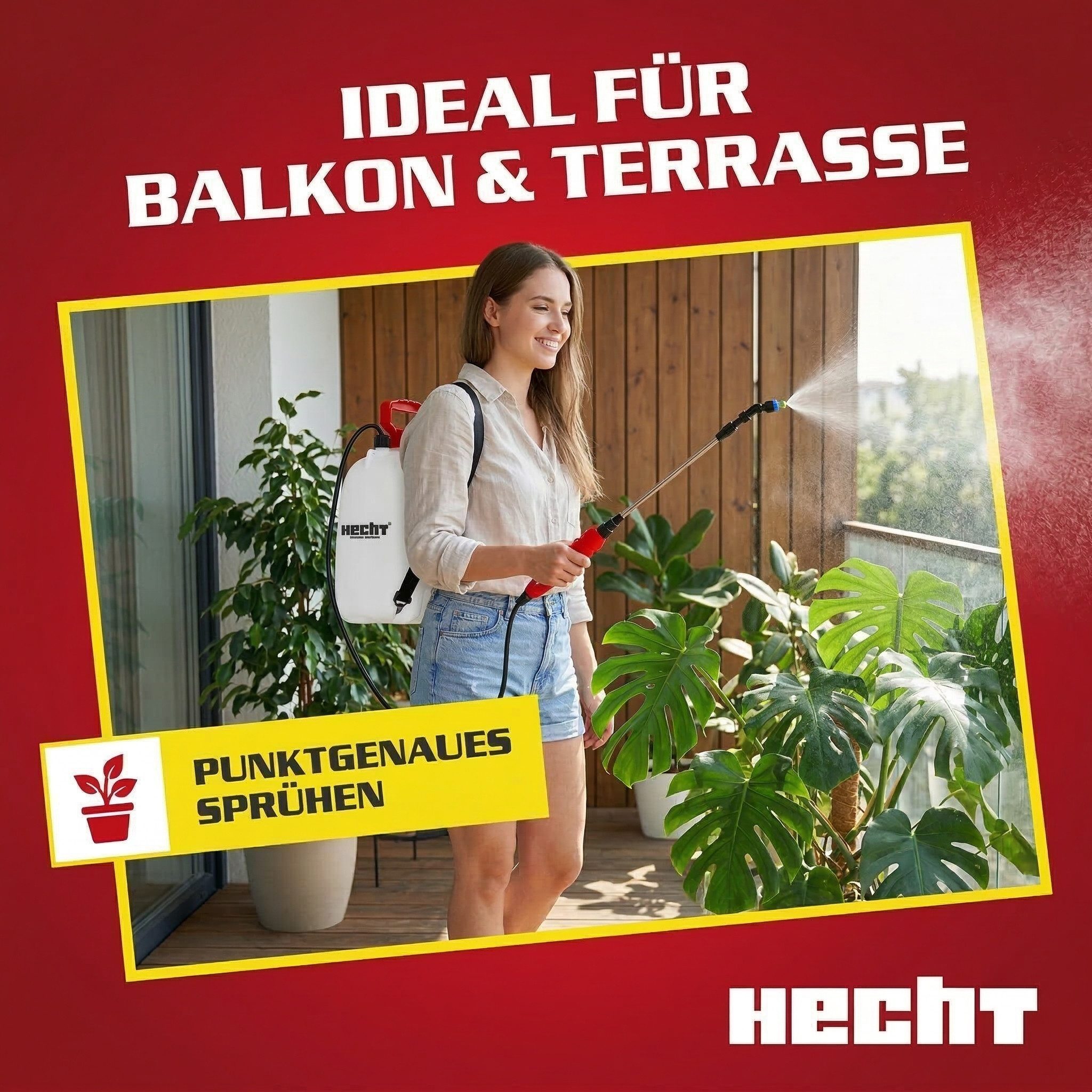 Hecht Akku-Drucksprühgerät Gartenspritze Akkuspritze 4050, 5 Liter, ausziehbare Teleskoplanze, 3h Laufzeit, Tragegurt & USB-Kabel, 2000 mAh 3,7V 2,5bar