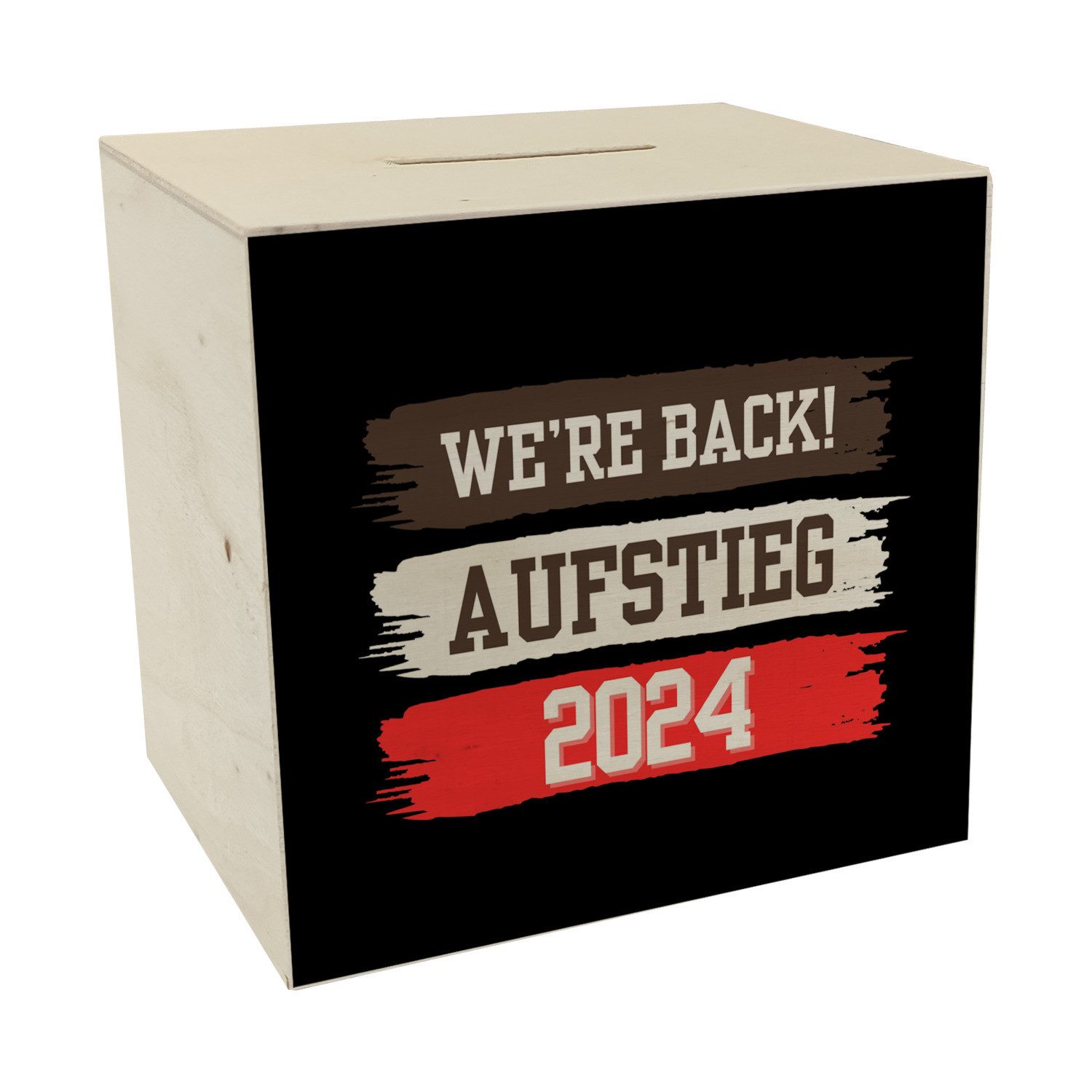 Spardose St. Pauli Aufstieg 2024 Spardose aus Holz mit Spruch We're back