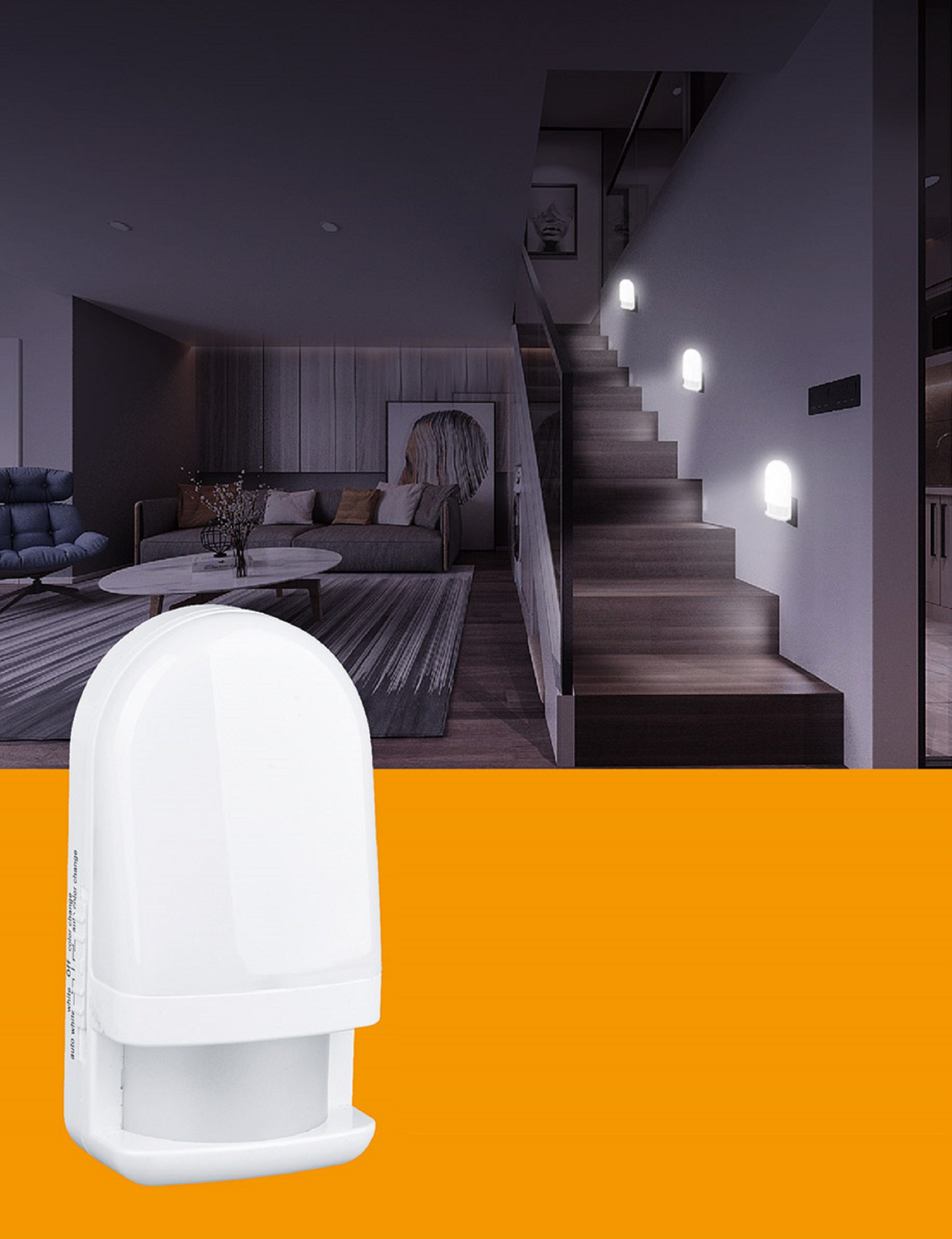 Lampe, Weiß Orientierungslicht in TRANGO 11-038 LED LED Nachtlicht, Wandlampe, Einschlafhilfe Nachtlicht Sensor Bewegungsmelder, direkt 3000K Steckdose Automatikfunktion Sicherheitslicht, mit warmweiß 230V mit Bewegungssensor,