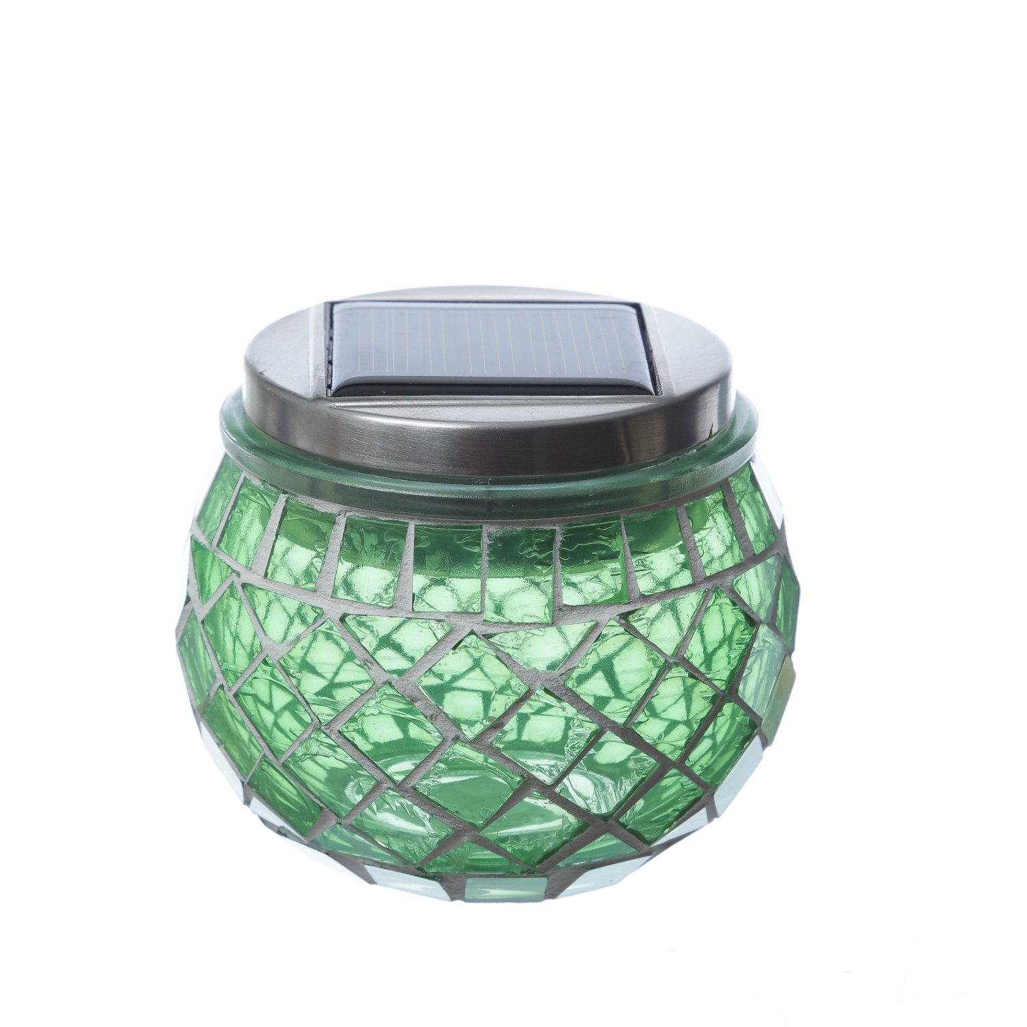 MARELIDA LED Solarleuchte Solar Windlicht Mosaik Glas Solarglas Mosaikleuchte für Balkon grün, LED Classic, kaltweiss (5300K bis 6000K)