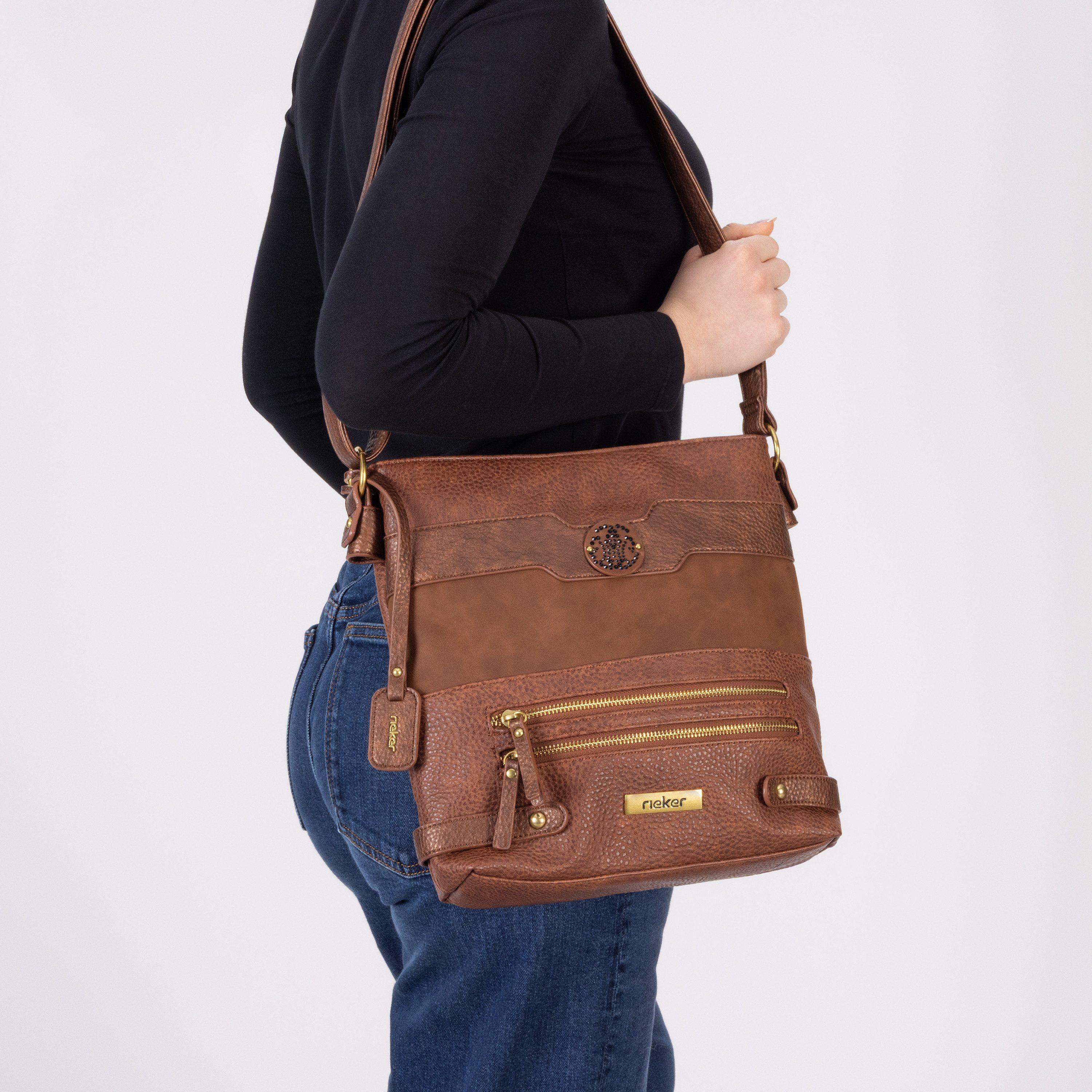 Rieker Umhängetasche, Schultertasche, Damen-Tasche mit praktischem Reißverschluss-Rückfach