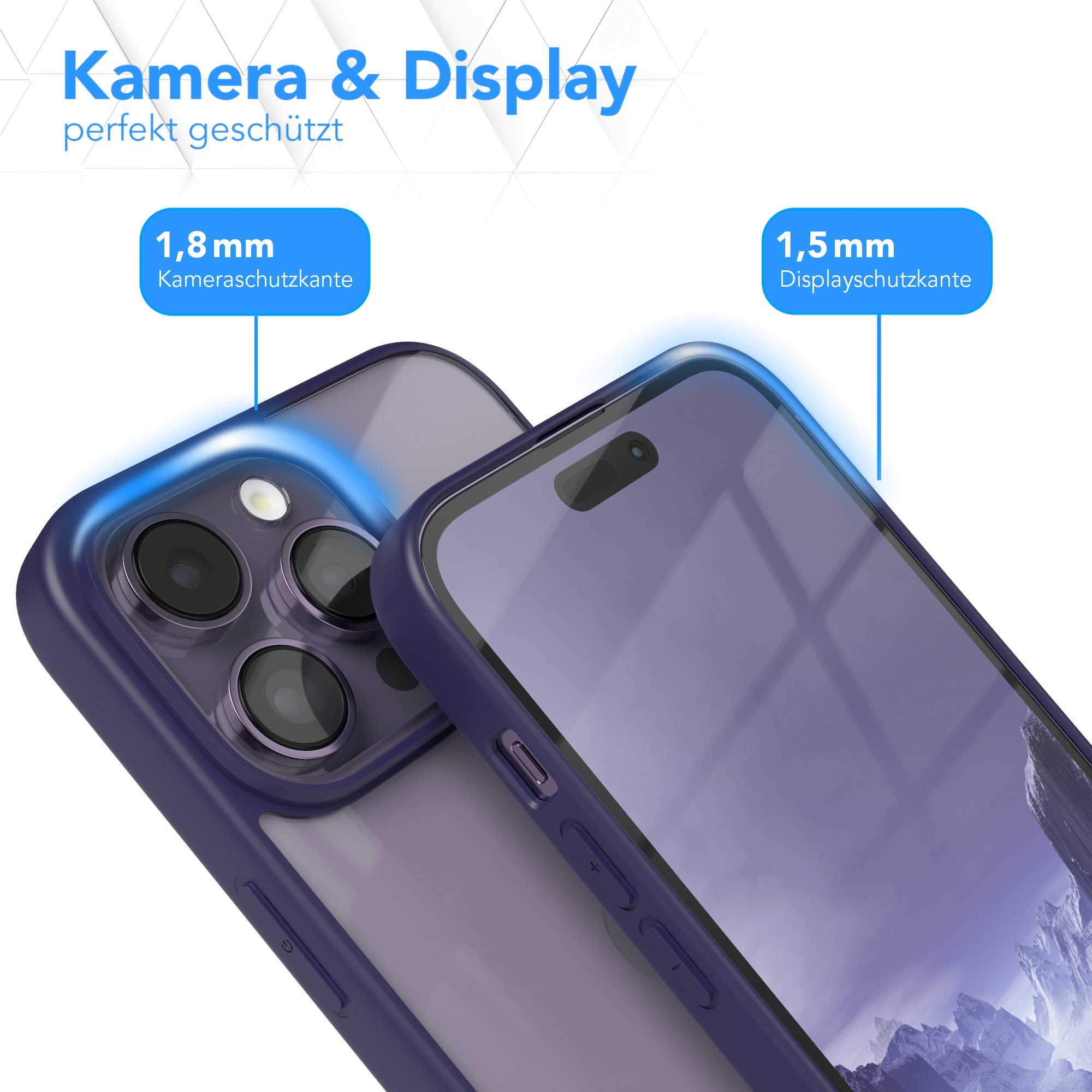 EAZY CASE Handyhülle Bumper Case für Apple iPhone 14 Pro Max 6,7 Zoll, Schutzhülle kratzfest Slim Cover Transparent Hybrid Handyhülle Lila – Bild 3 von 5