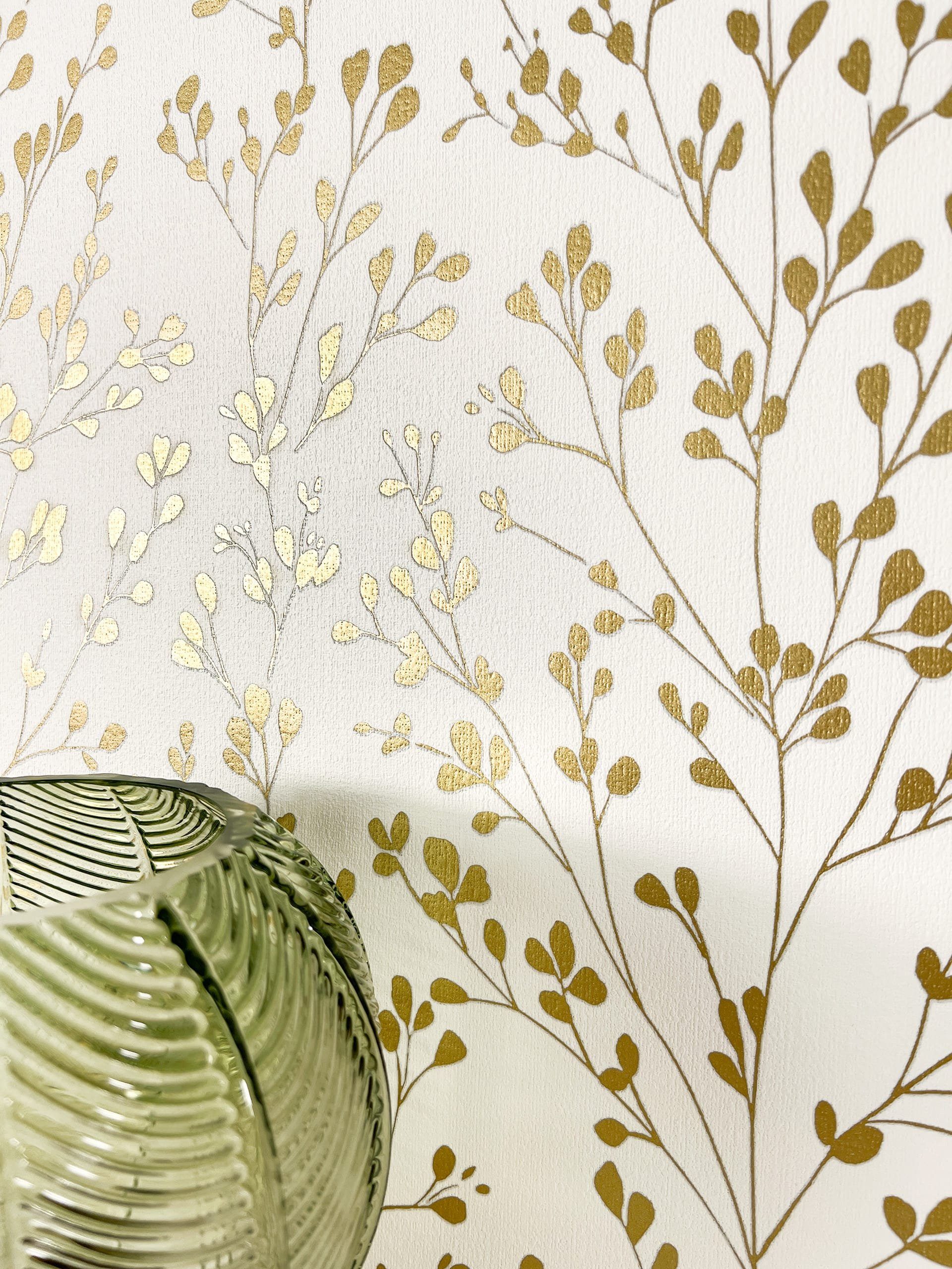 Newroom Vliestapete, Weiß Tapete Floral Zweige günstig online kaufen