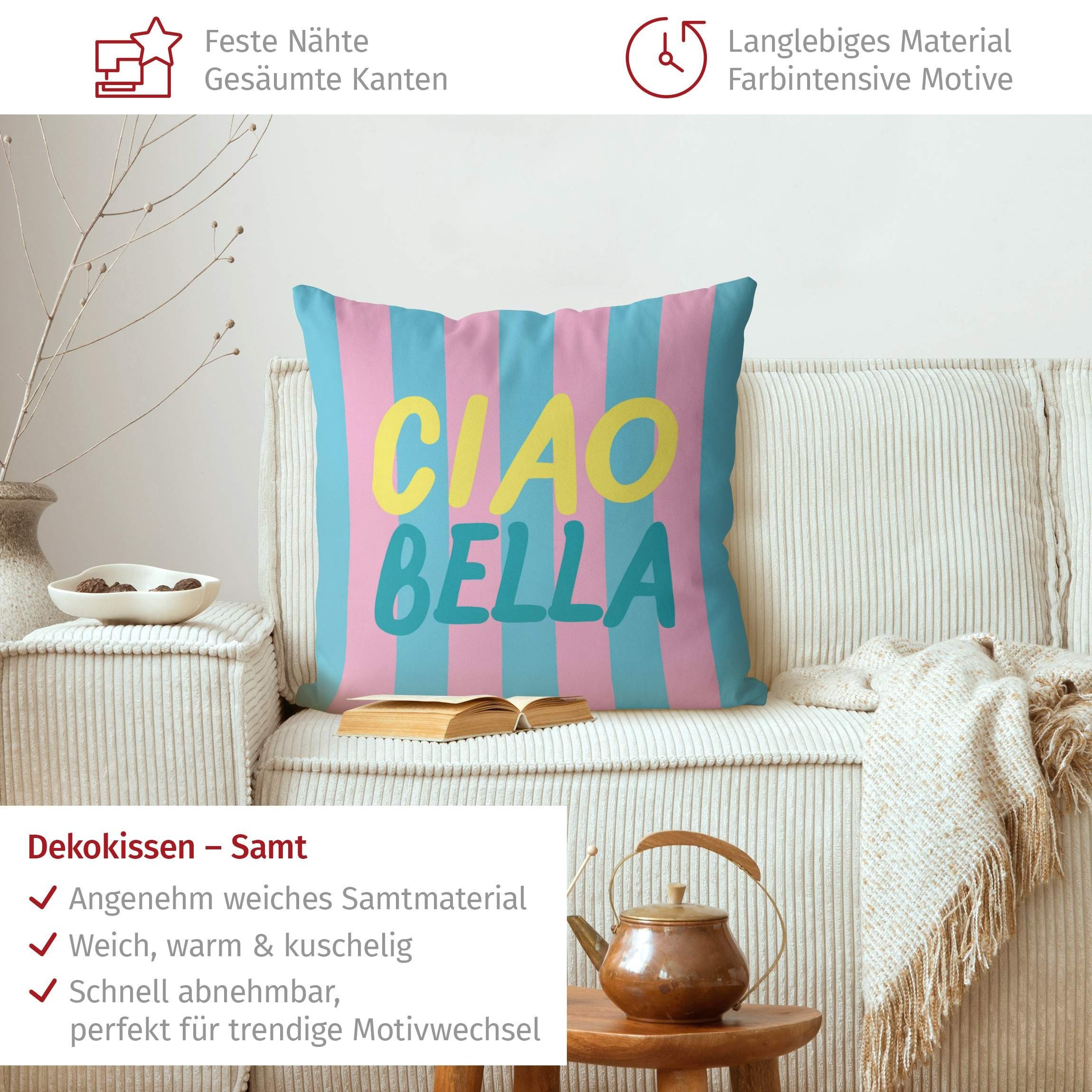 Bilderdepot24 Dekokissen drinnen Kissenhülle/ Sofakissen/ Zierkissen blau Sprüche Pop Art, Bezug mit / ohne Füllung Zierkissen Outdoor Sofa Bett
