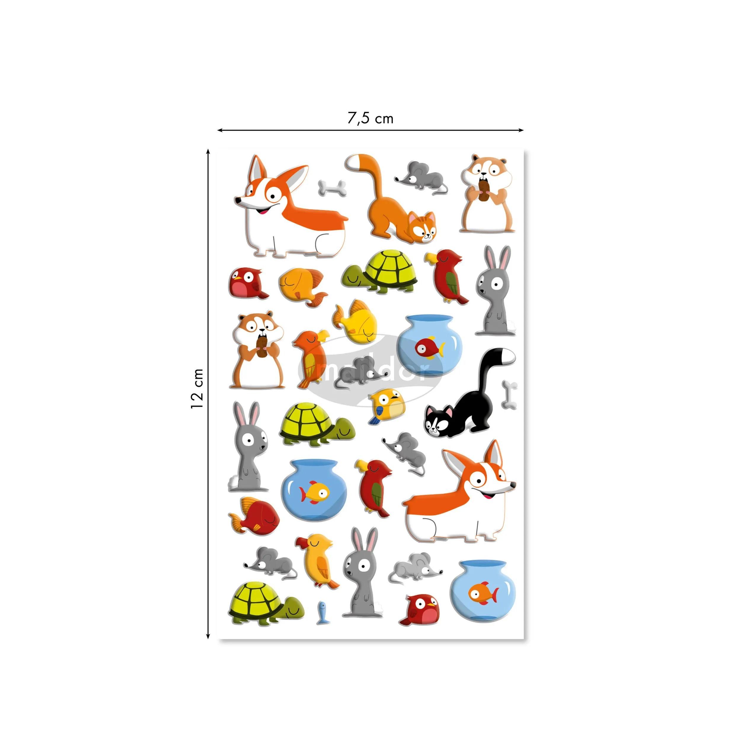 maildor Sticker 10x Cooky, 1 Stickerbogen 7,5x12cm, Haustiere - Mehrfarbig CY130C, 3D-Sticker
