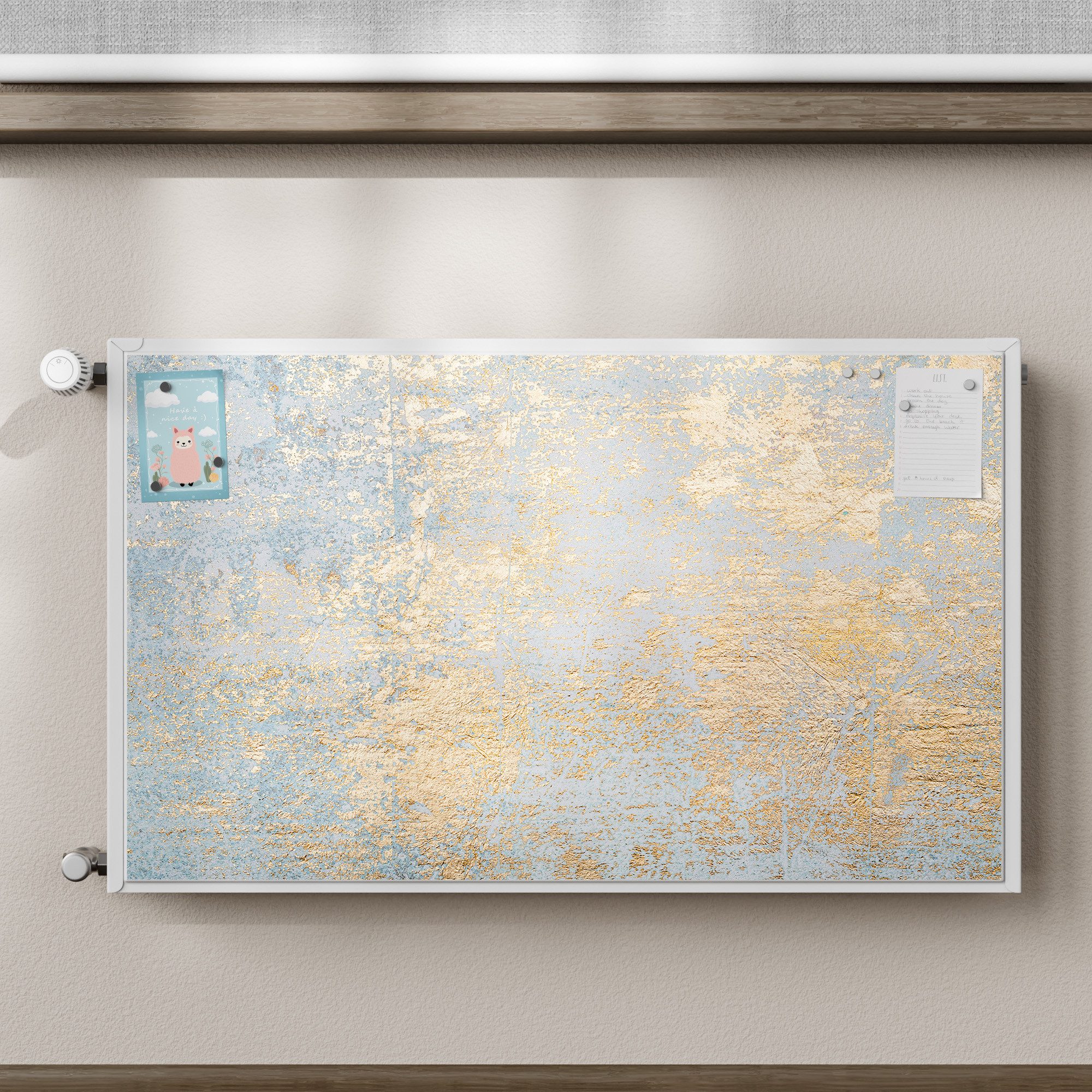 DEQORI Magnetfolie 'Wand mit Gold-Struktur', beschreibbar Heizung Magnetmatte magnetisch Magnetfolie