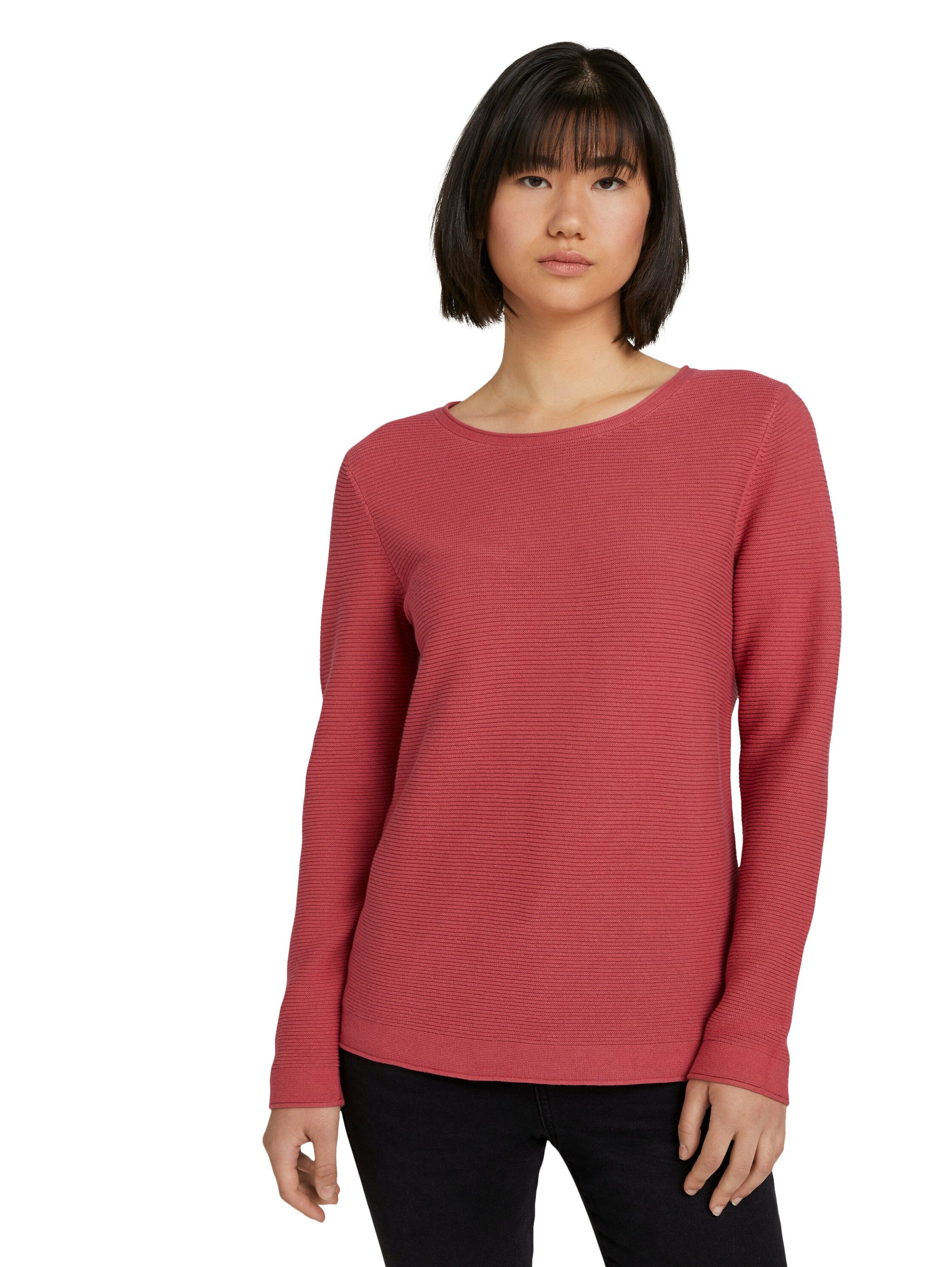 TOM TAILOR Rundhalspullover aus Rippstrick günstig online kaufen