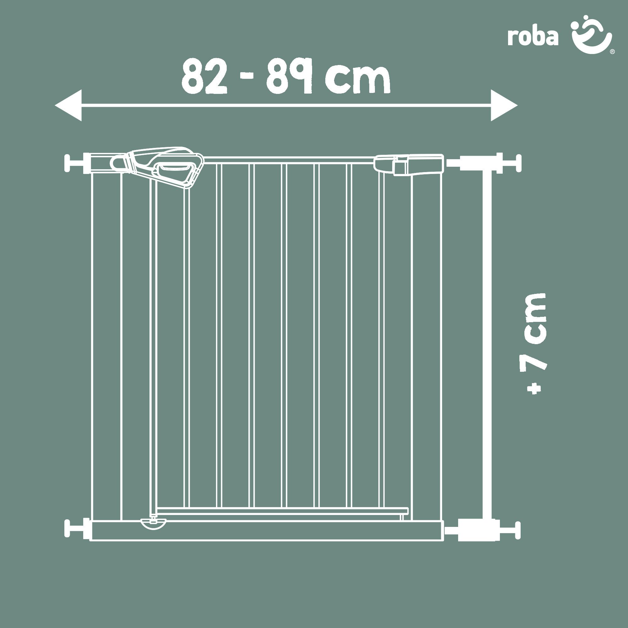 roba® Verlängerung für Türschutzgitter easySafe + 7 oder 14 cm - Zubehör ohne Bohren montierbar, Erweiterung für Tür- & Treppenschutzgitter aus Metall - Bis zu 110 cm