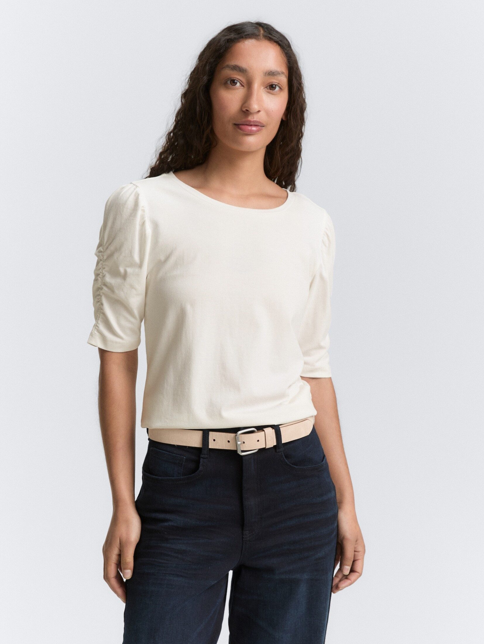TOM TAILOR T-Shirt T-Shirt mit Raffärmeln günstig online kaufen