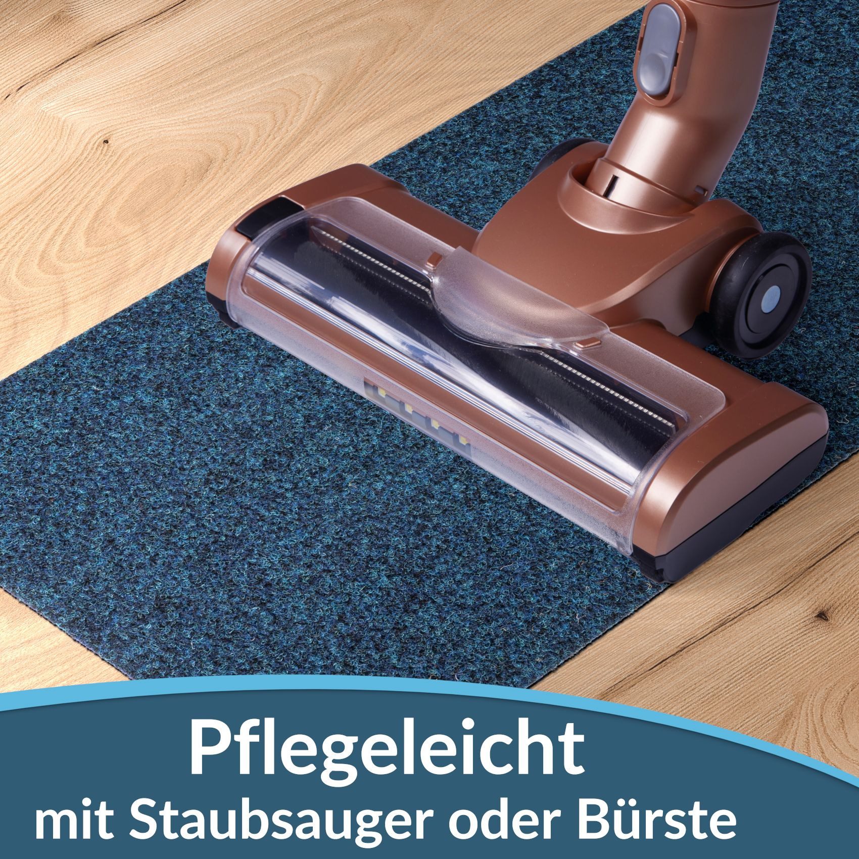 ANRO Fußmatte POET Schuhparkplatz schmal Schmutzfangmatte Unifarben, eckig, Höhe: 3 mm, Schuh-Abstellplatz rutschfest 25x60cm Kräusel Blau wasserdicht – Bild 4 von 5
