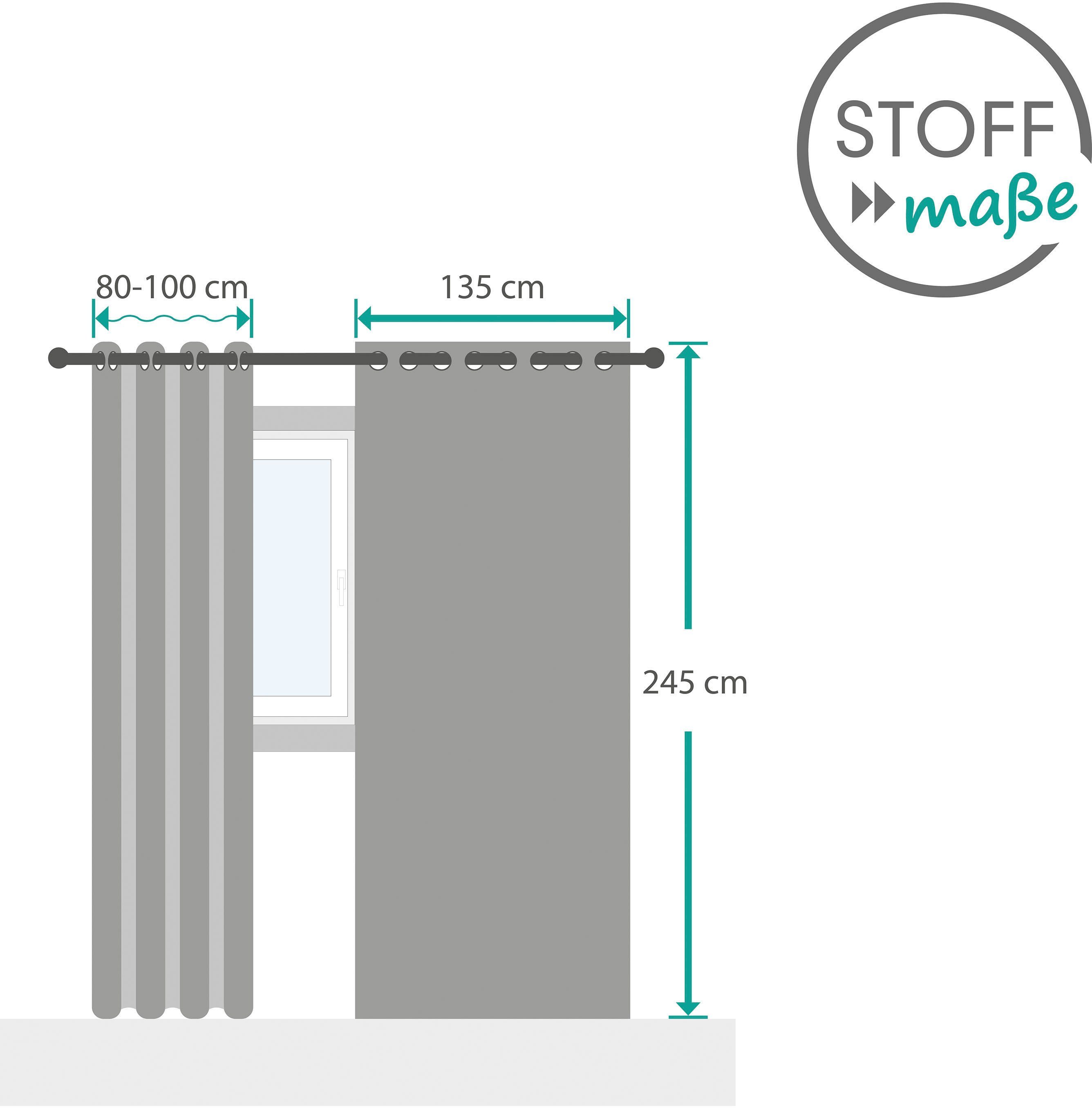 Estelle, (1 weiß weiß silberfarben, decolife, Ösenschal Gardine St), halbtransparent, Blockstreifen anthrazit, Ösen Wirkware, mit