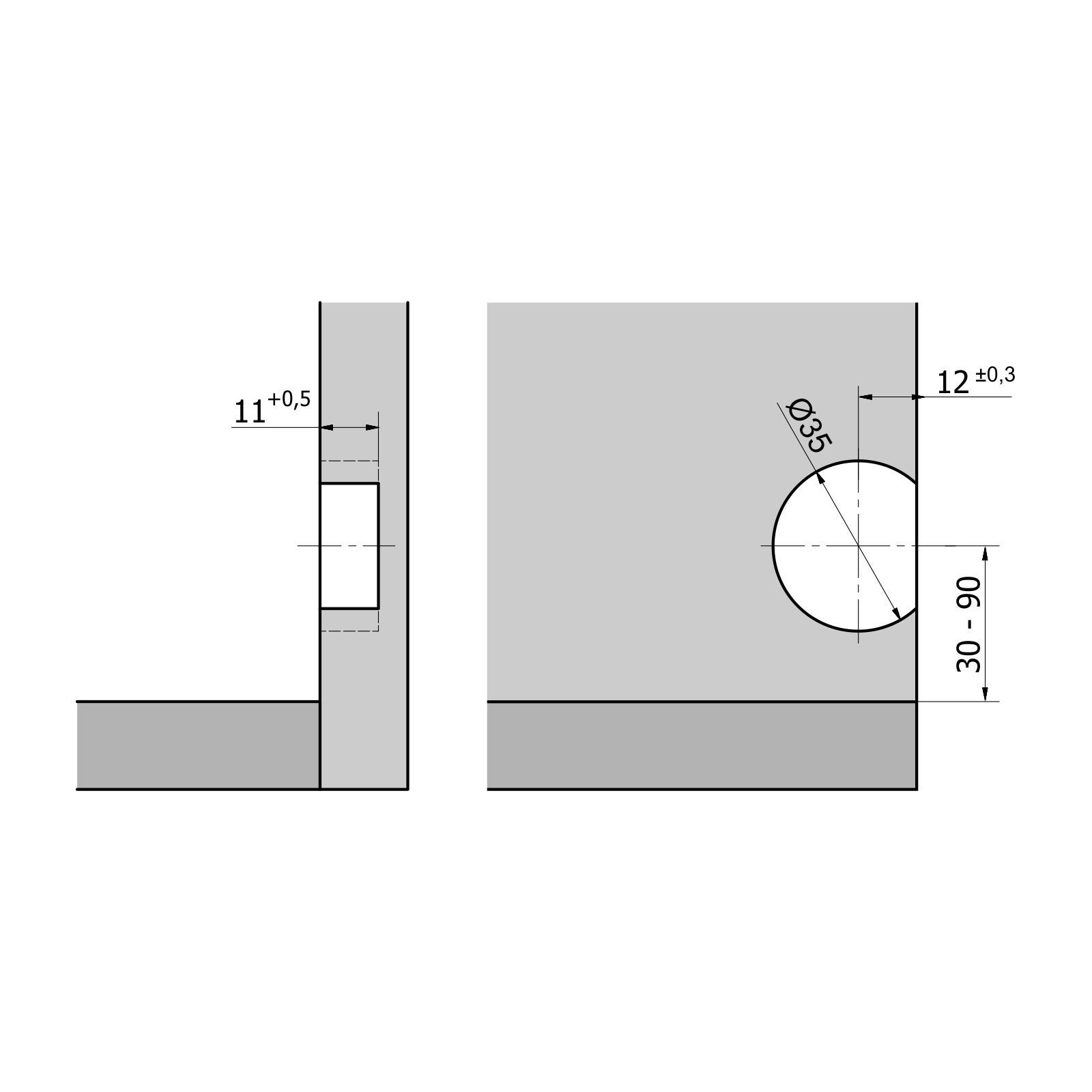 blum Möbelbeschlag Funkschalter für Servo-Drive HK / HS / HF / HL, zum Einlassen in Korpusseite in grau